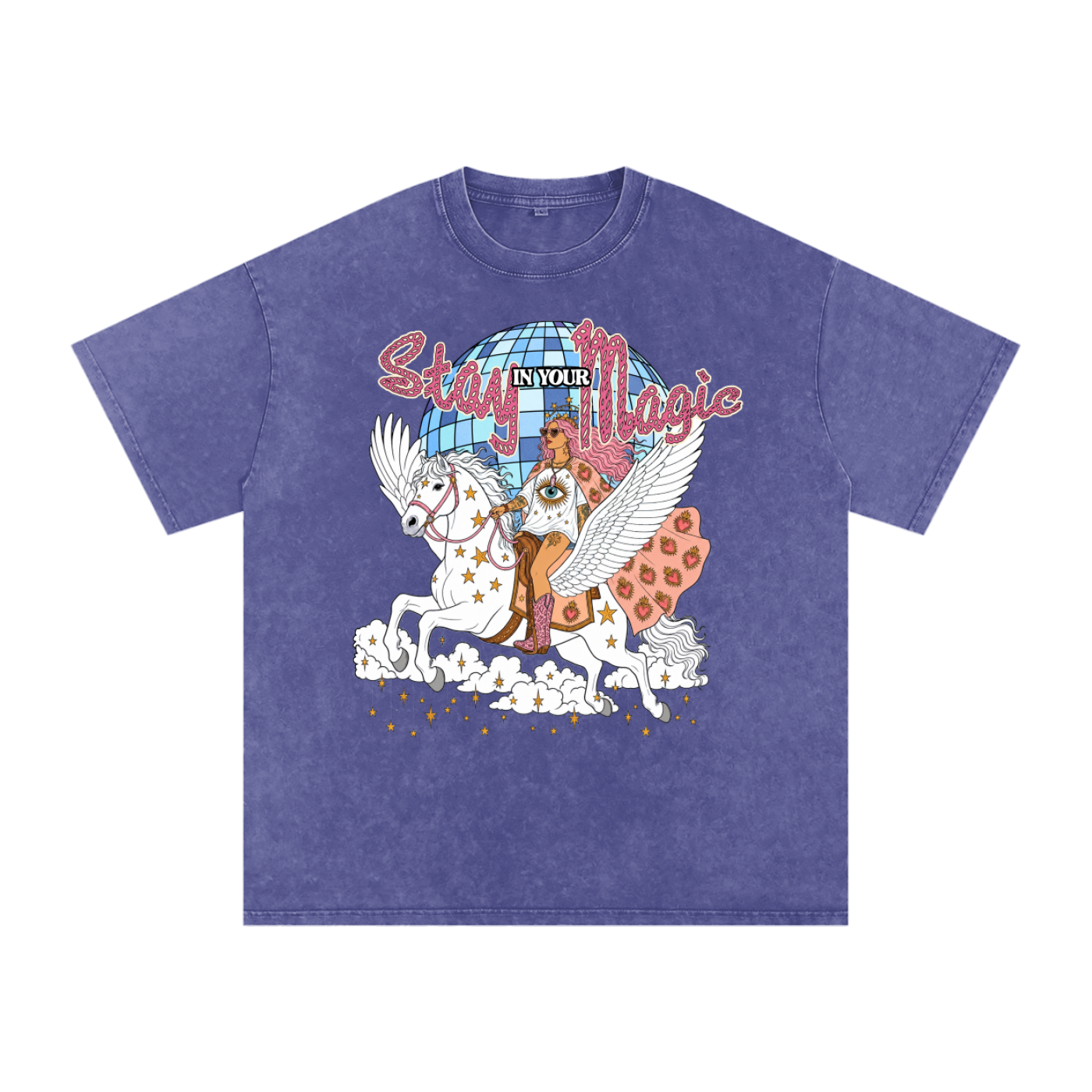 Stay in Your Magic // Snow Washed Oversized Cotton T-Shirt