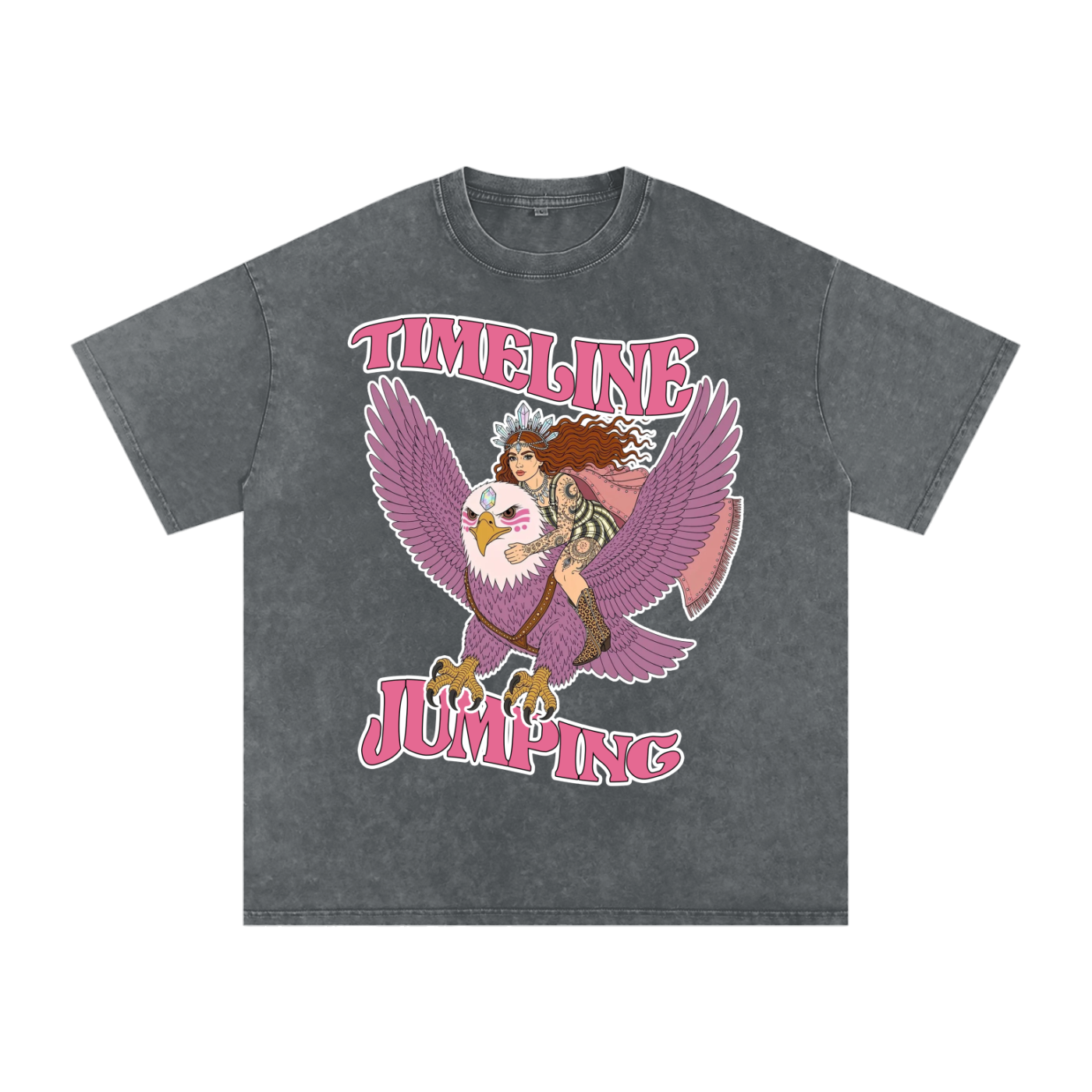 Timelne Jumping // Snow Washed Oversized Cotton T-Shirt