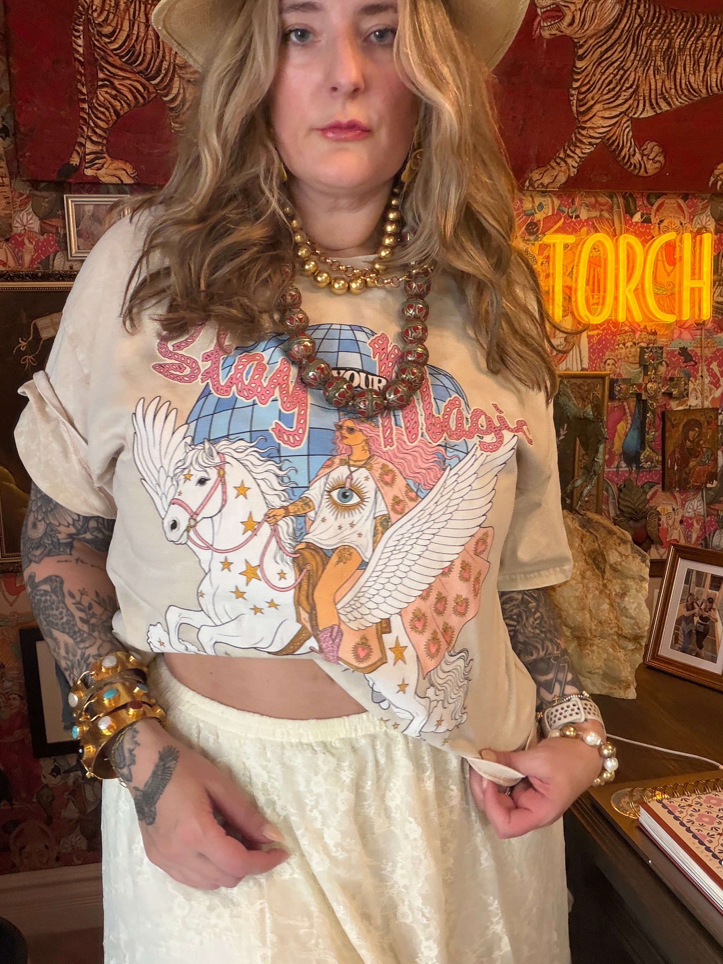 Stay in Your Magic // Snow Washed Oversized Cotton T-Shirt