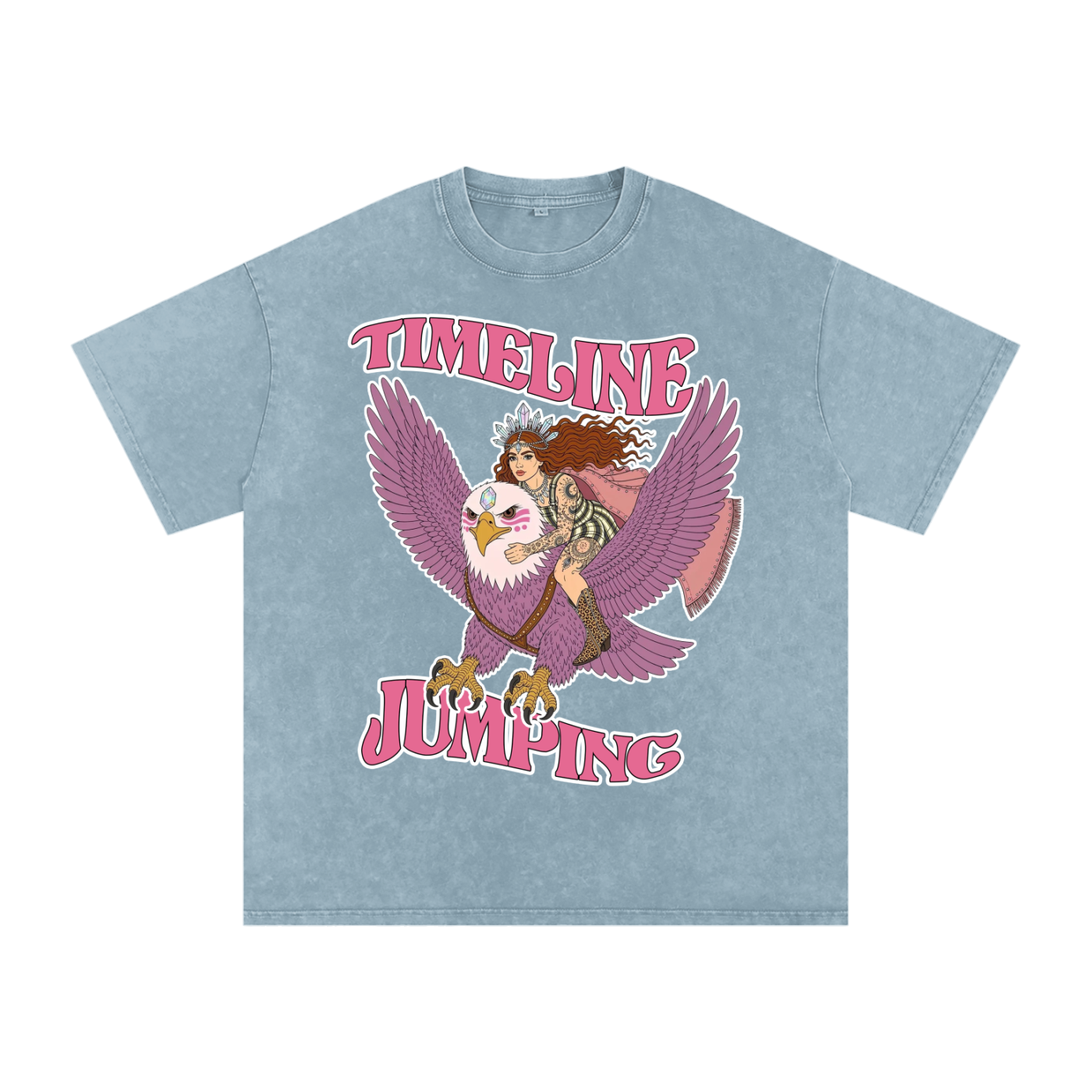 Timelne Jumping // Snow Washed Oversized Cotton T-Shirt