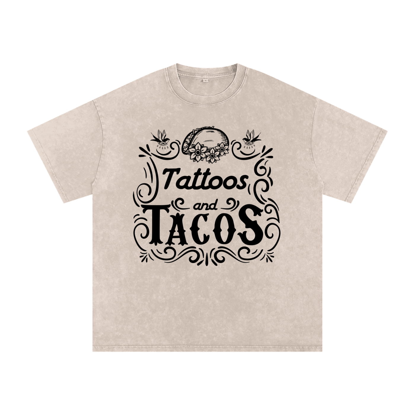 Tattoos and Tacos // Snow Washed Oversized Cotton T-Shirt