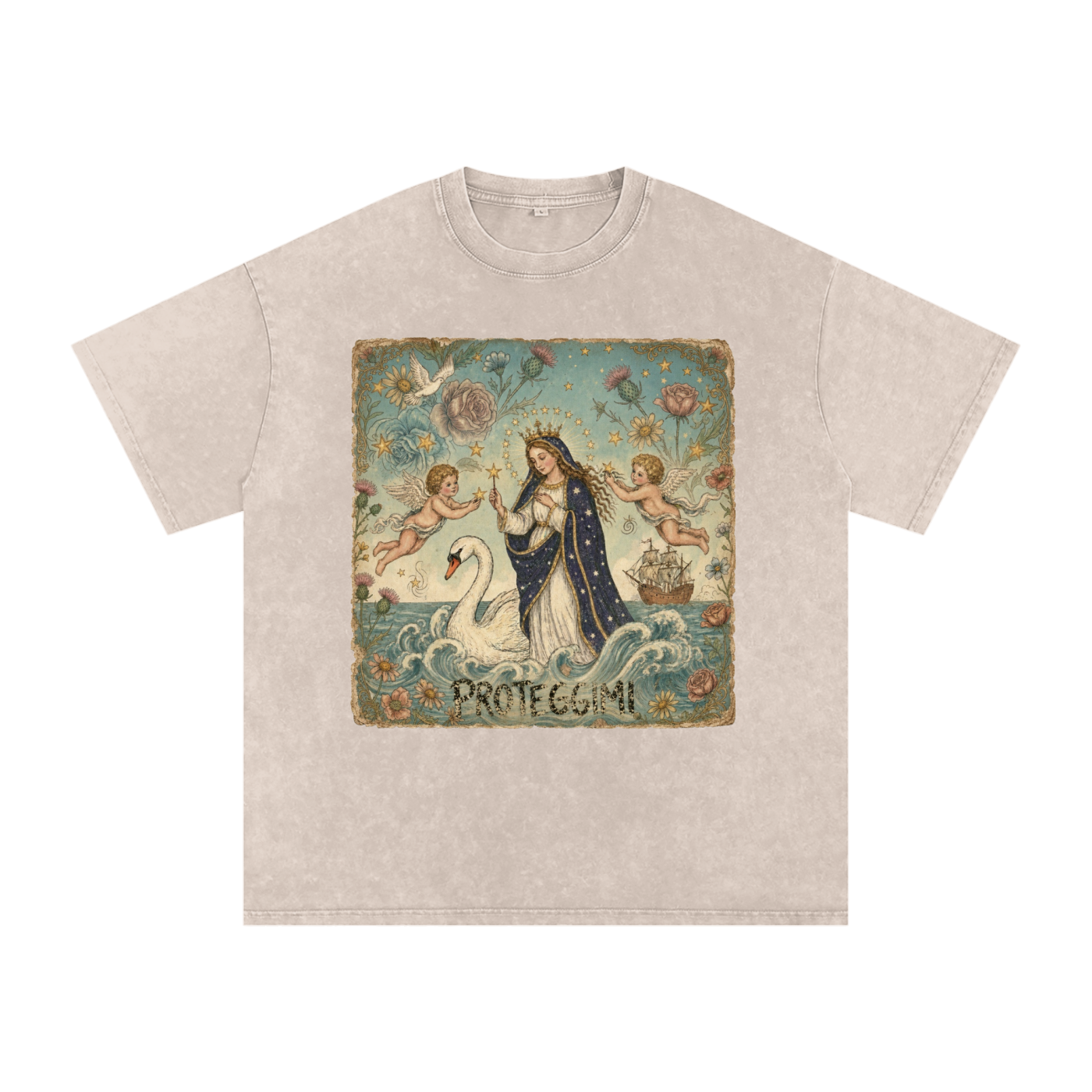 Snow Washed Oversized Cotton T-Shirt