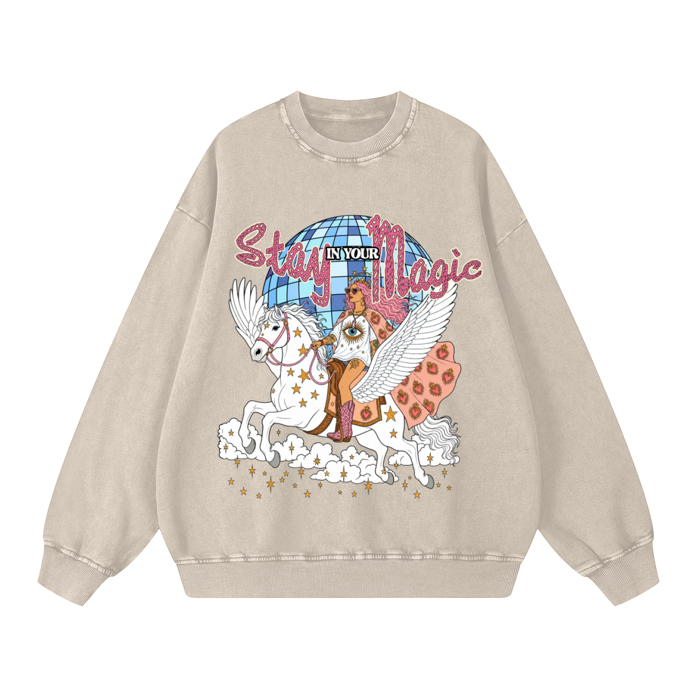 Stay in Your Magic // Snow Washed Oversized Sweatshirt