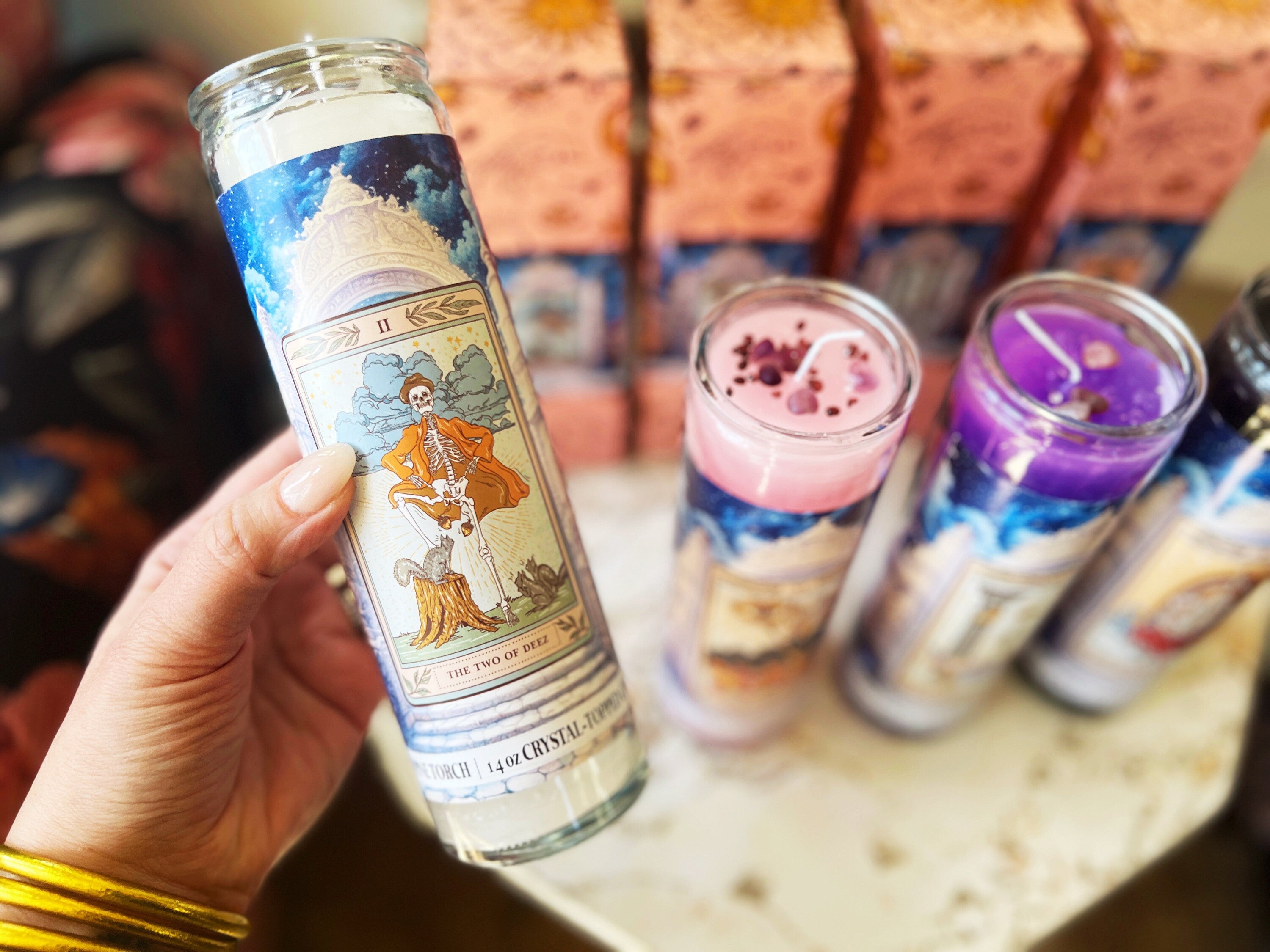 THE ZERO OF FUCKS // CRYSTAL TOPPED ALTAR CANDLE