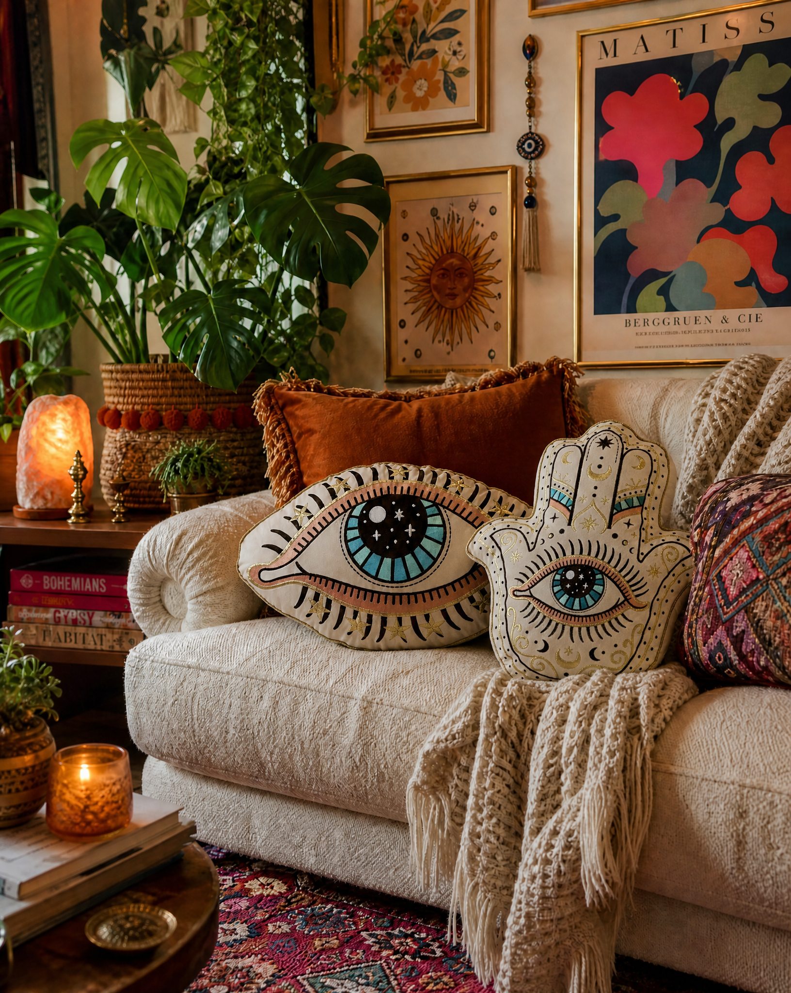 << EVIL EYE >> OVERSIZED PLUSH EMBROIDERED PILLOW