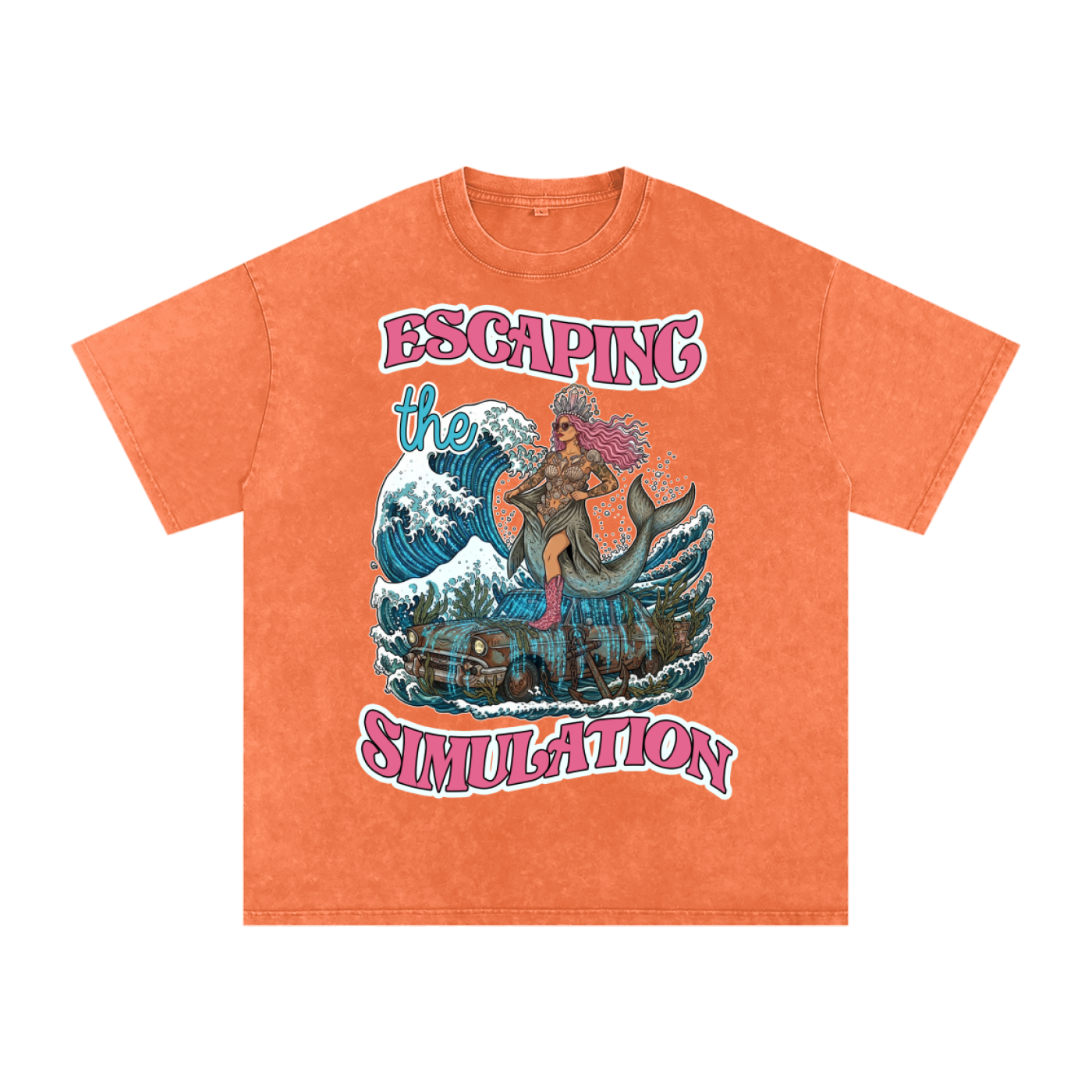 Escaping the Simulation // Snow Washed Oversized Cotton T-Shirt