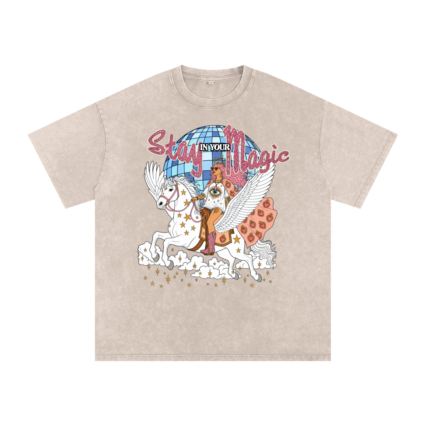 Stay in Your Magic // Snow Washed Oversized Cotton T-Shirt