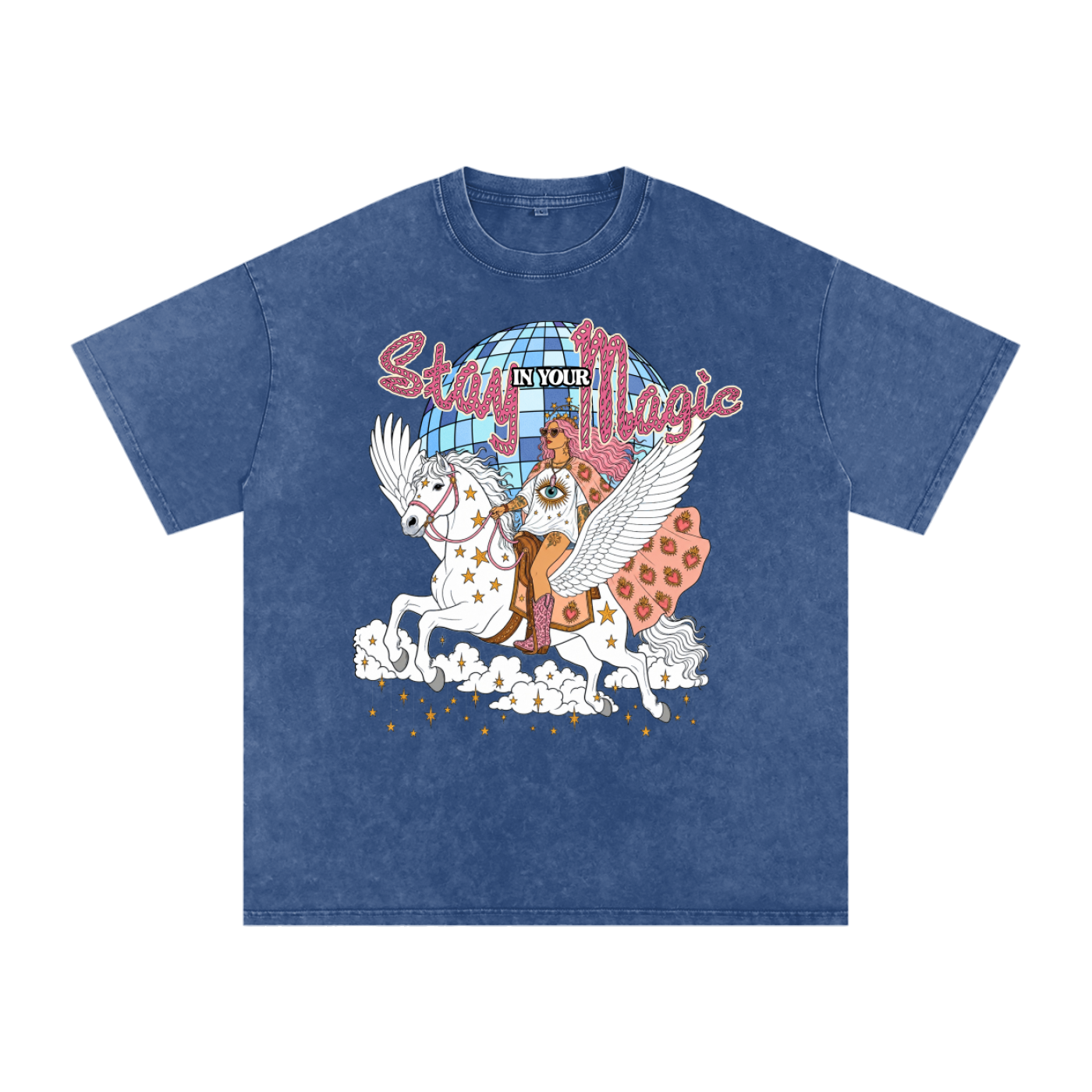Stay in Your Magic // Snow Washed Oversized Cotton T-Shirt