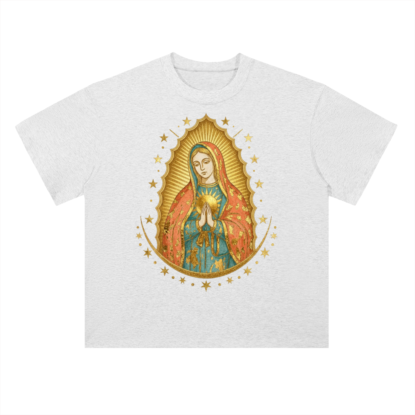Virgin Mary MIlagro // Heavyweight Drop Shoulder Cotton T-Shirt