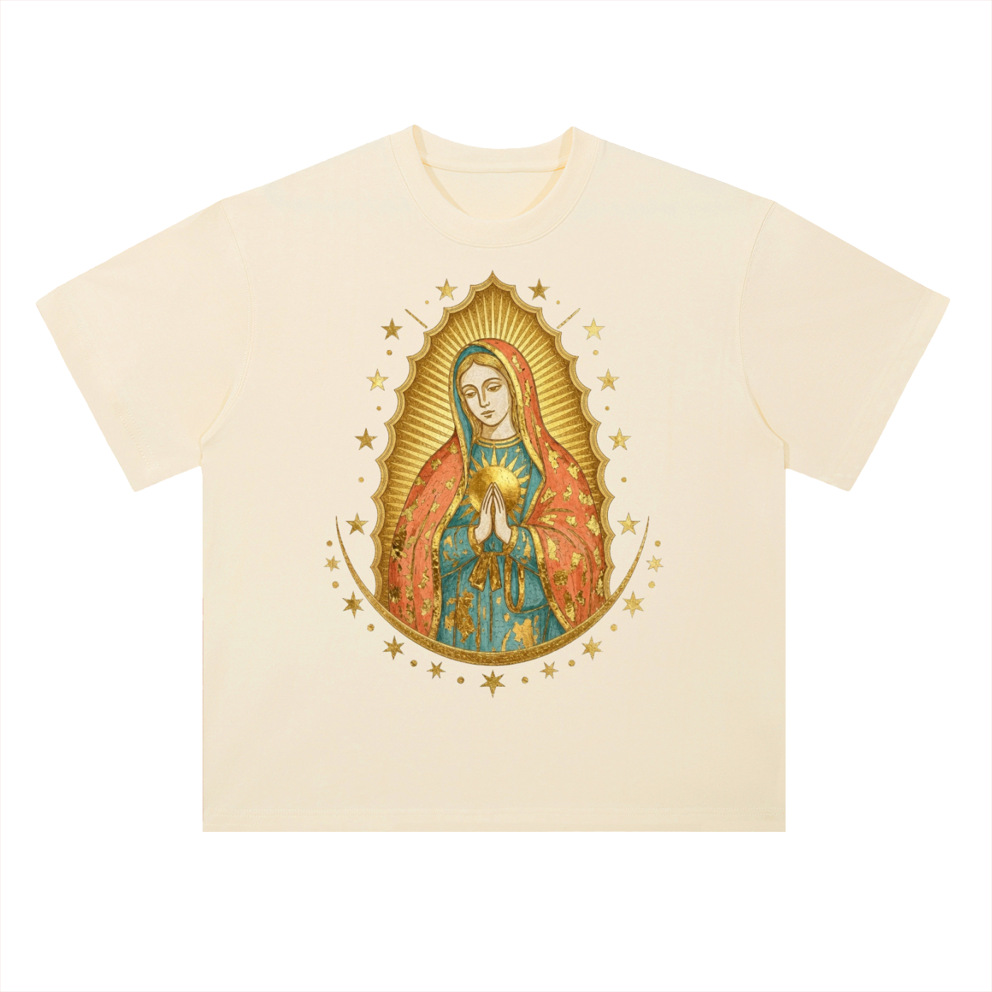 Virgin Mary MIlagro // Heavyweight Drop Shoulder Cotton T-Shirt