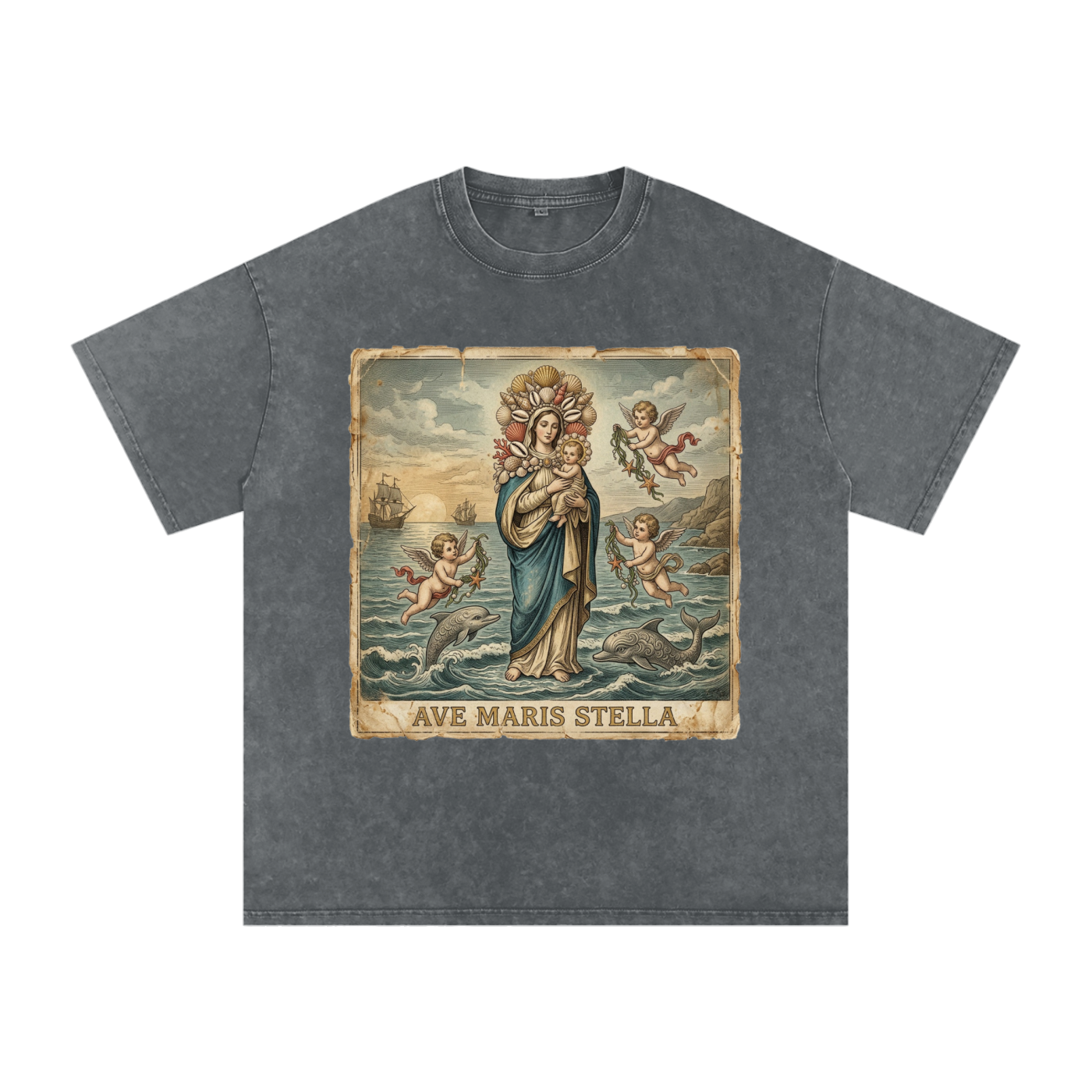 Ave Maris Stella // Snow Washed Oversized Cotton T-Shirt