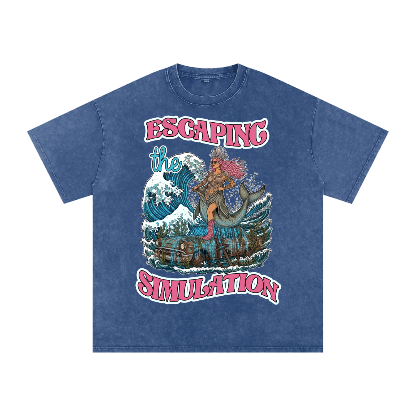 Escaping the Simulation // Snow Washed Oversized Cotton T-Shirt