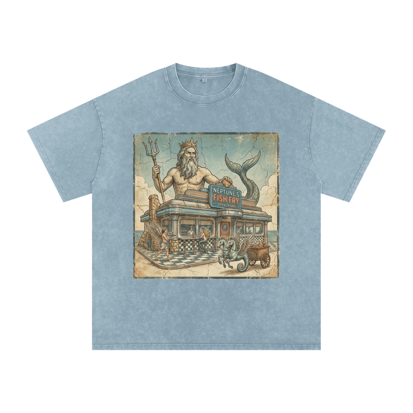 Neptune's Fish Fry // Snow Washed Oversized Cotton T-Shirt