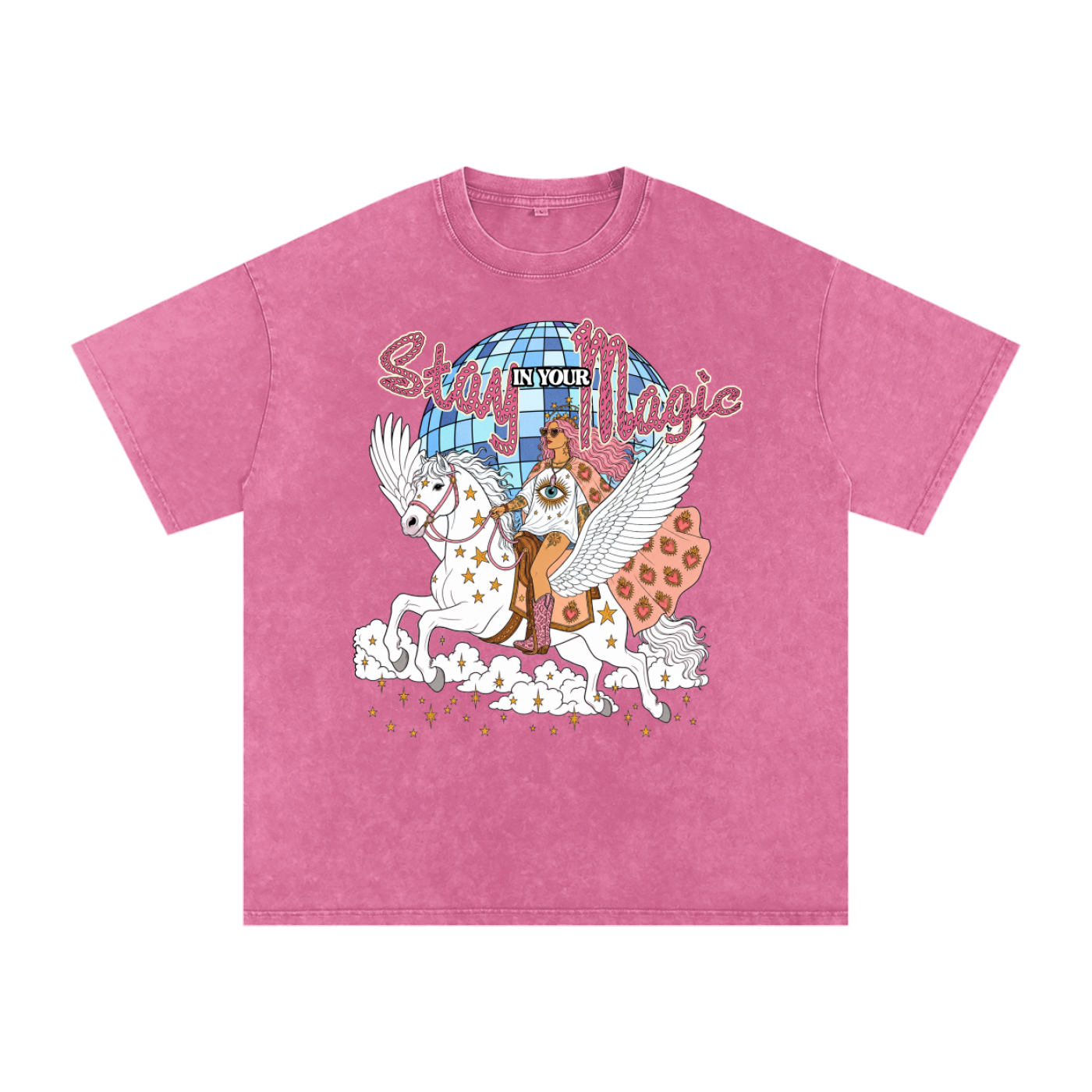 Stay in Your Magic // Snow Washed Oversized Cotton T-Shirt