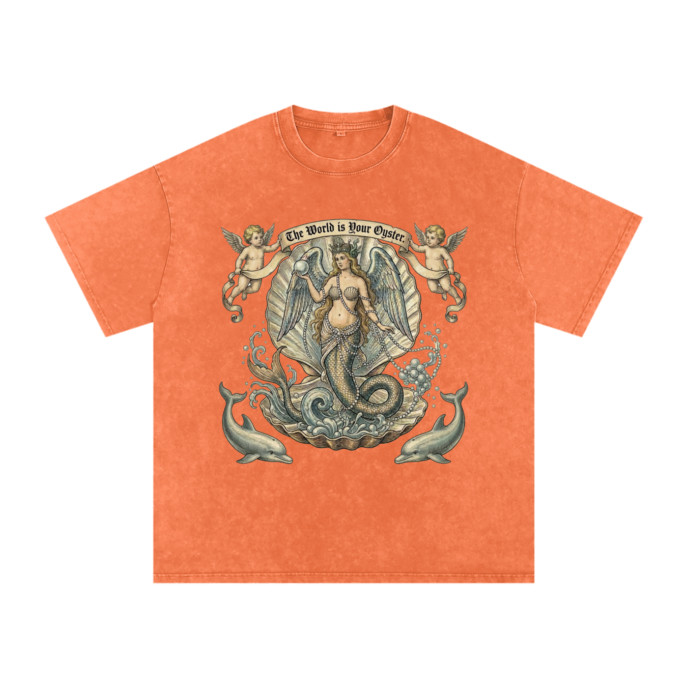 The World is Your Oyster // Snow Washed Oversized Cotton T-Shirt