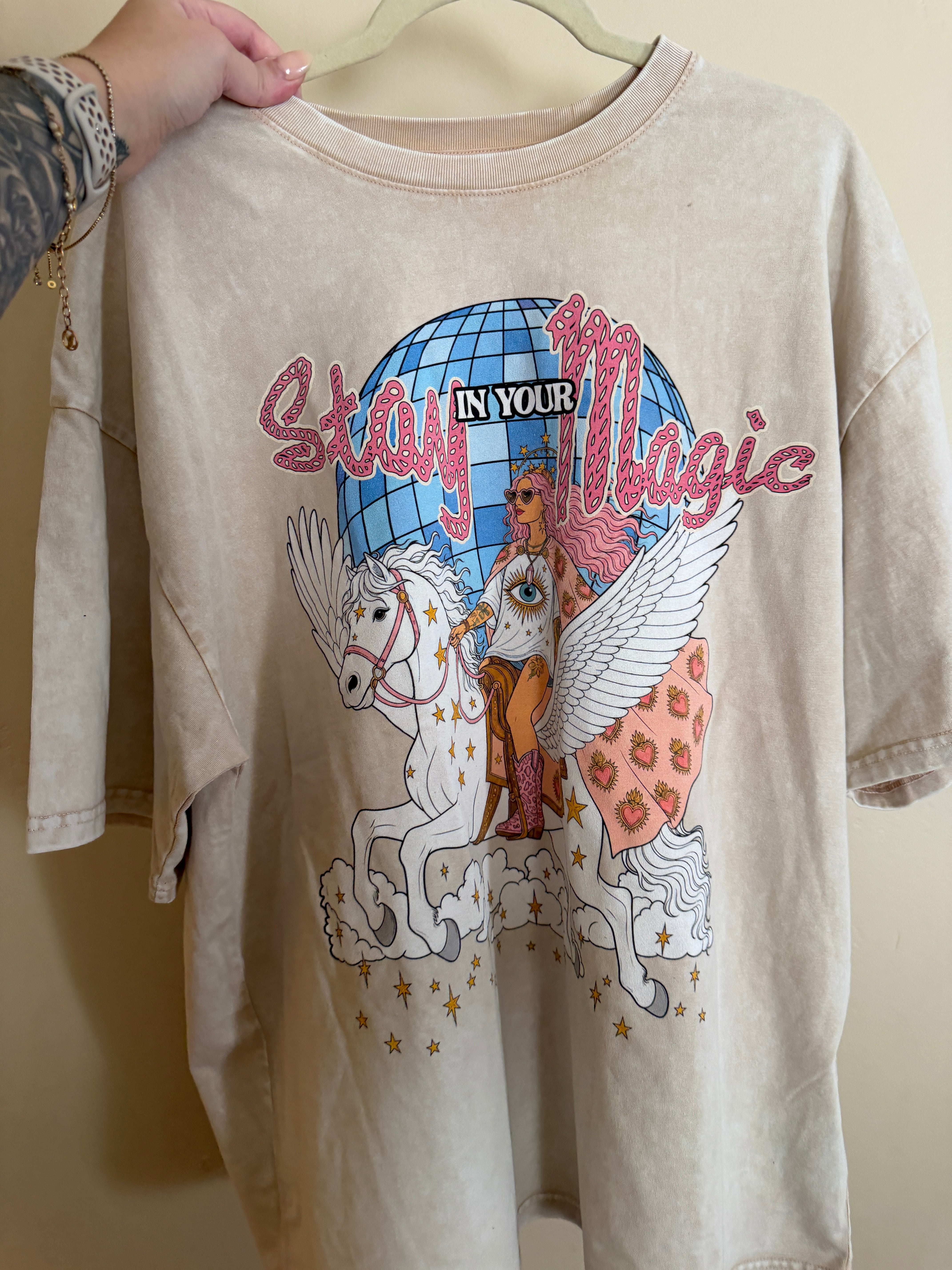Stay in Your Magic // Snow Washed Oversized Cotton T-Shirt