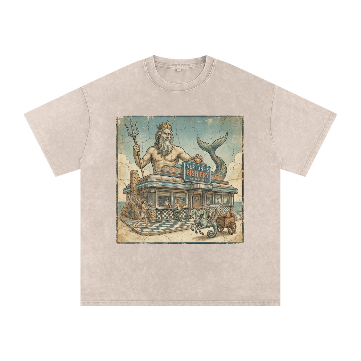 Neptune's Fish Fry // Snow Washed Oversized Cotton T-Shirt