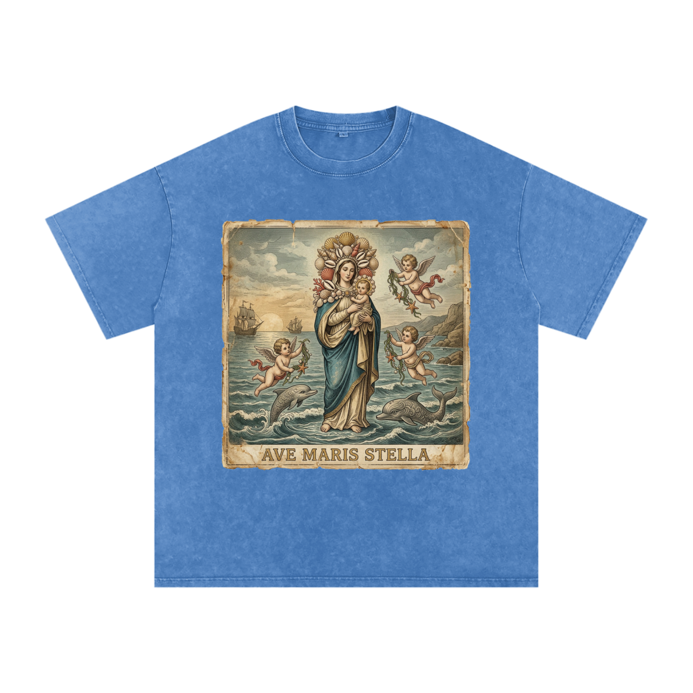 Ave Maris Stella // Snow Washed Oversized Cotton T-Shirt