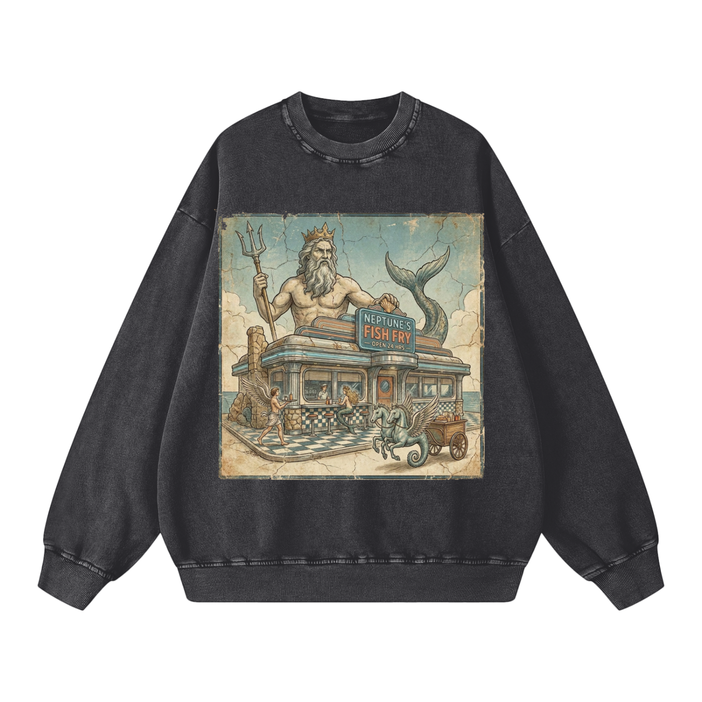 Neptune's Fish Fry // Snow Washed Oversized Sweatshirt