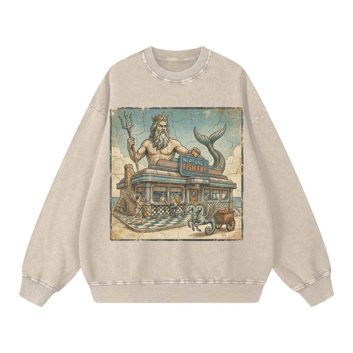 Neptune's Fish Fry // Snow Washed Oversized Sweatshirt