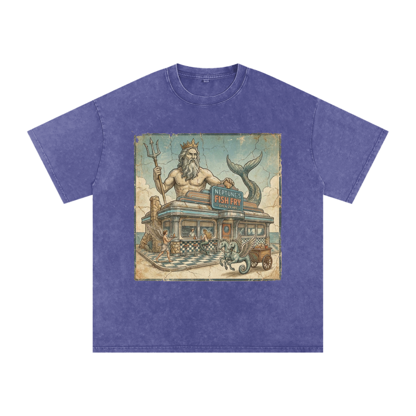 Neptune's Fish Fry // Snow Washed Oversized Cotton T-Shirt