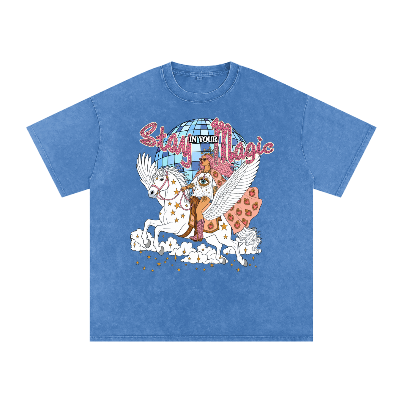 Stay in Your Magic // Snow Washed Oversized Cotton T-Shirt