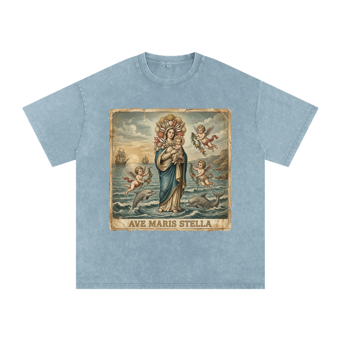 Ave Maris Stella // Snow Washed Oversized Cotton T-Shirt