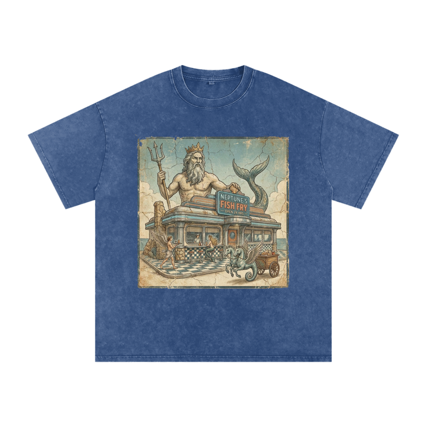 Neptune's Fish Fry // Snow Washed Oversized Cotton T-Shirt