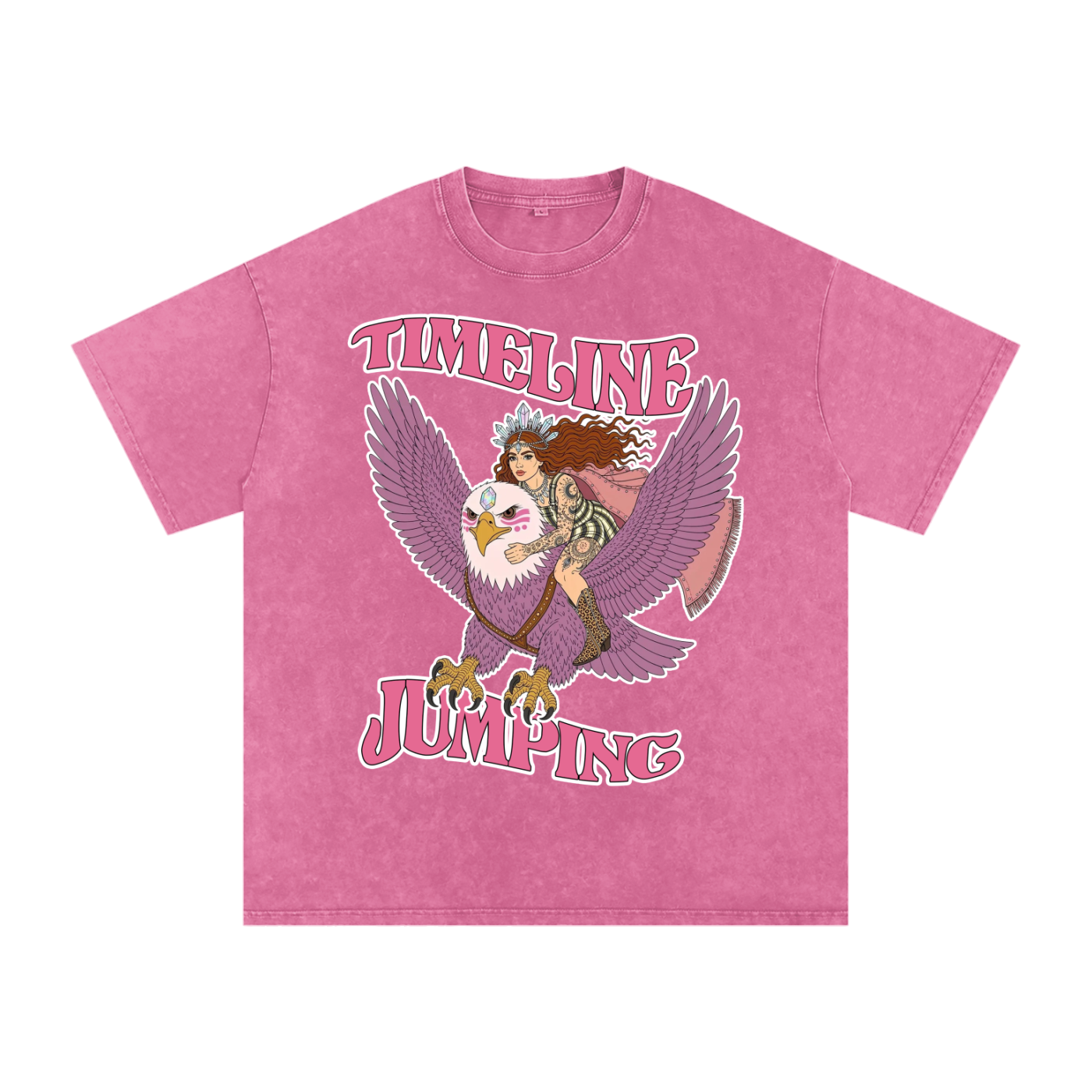 Timelne Jumping // Snow Washed Oversized Cotton T-Shirt