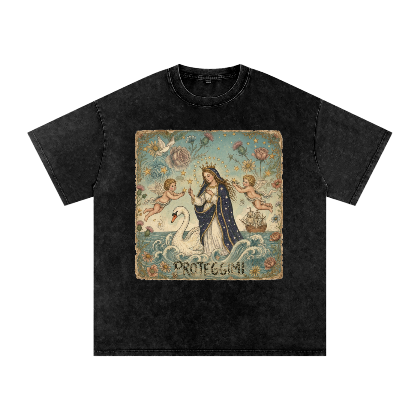 Snow Washed Oversized Cotton T-Shirt