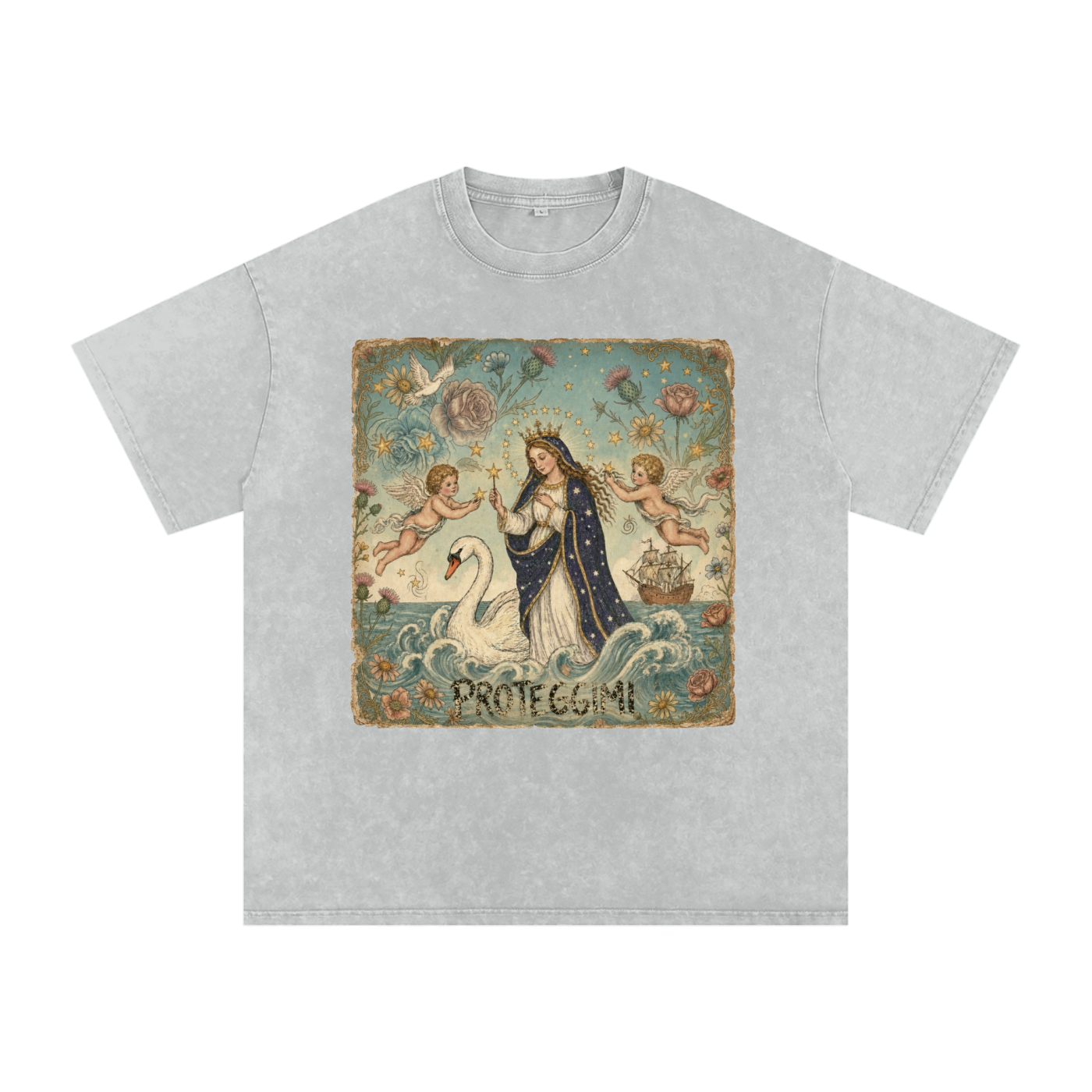 Snow Washed Oversized Cotton T-Shirt