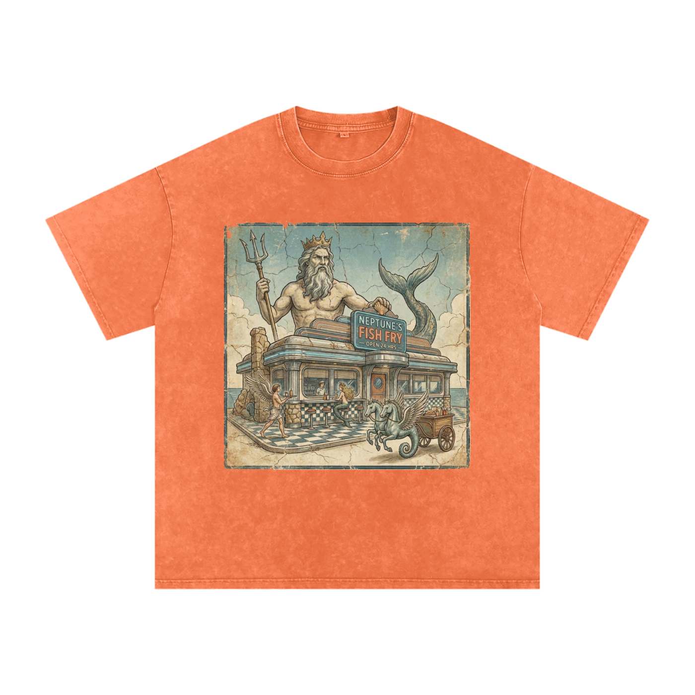 Neptune's Fish Fry // Snow Washed Oversized Cotton T-Shirt