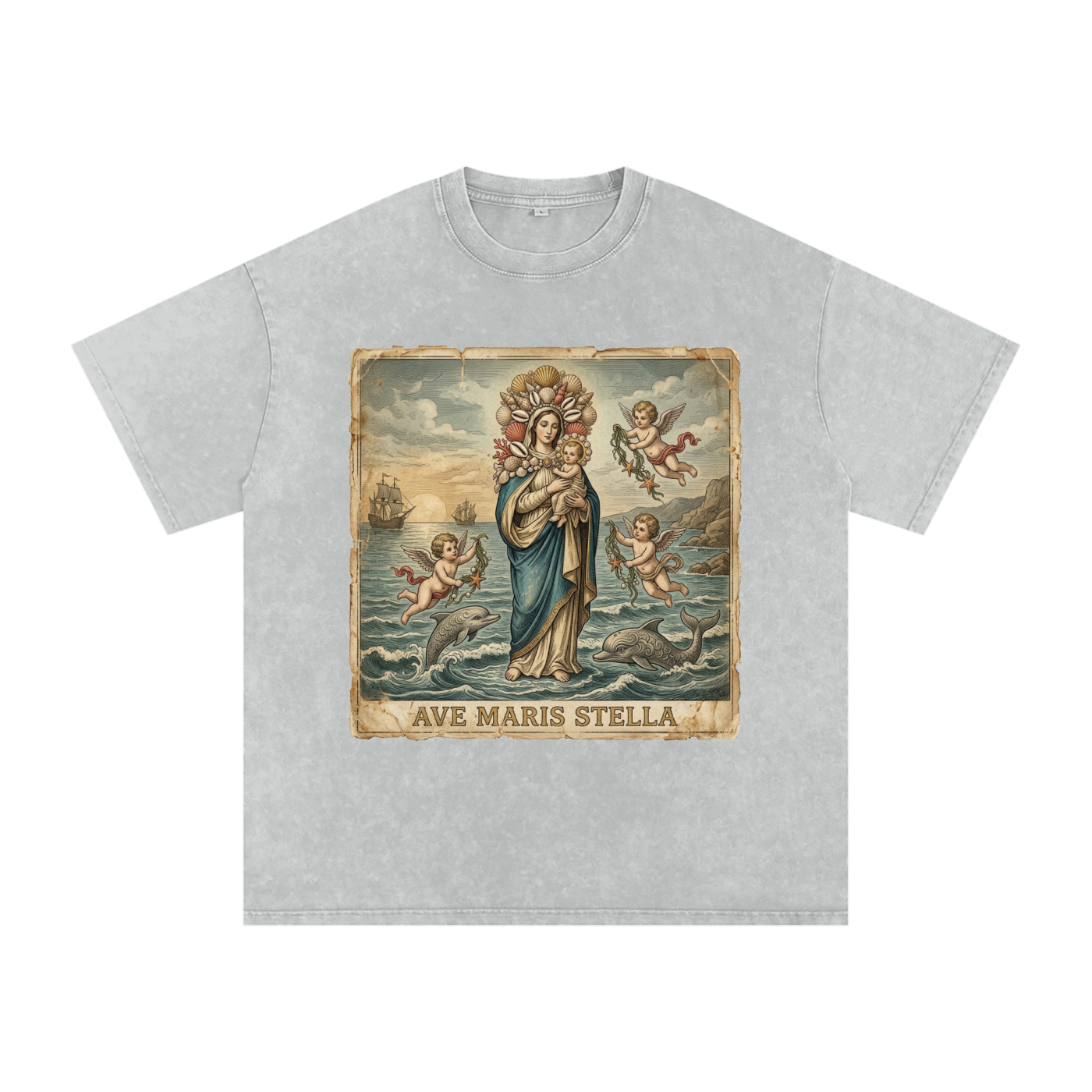 Ave Maris Stella // Snow Washed Oversized Cotton T-Shirt