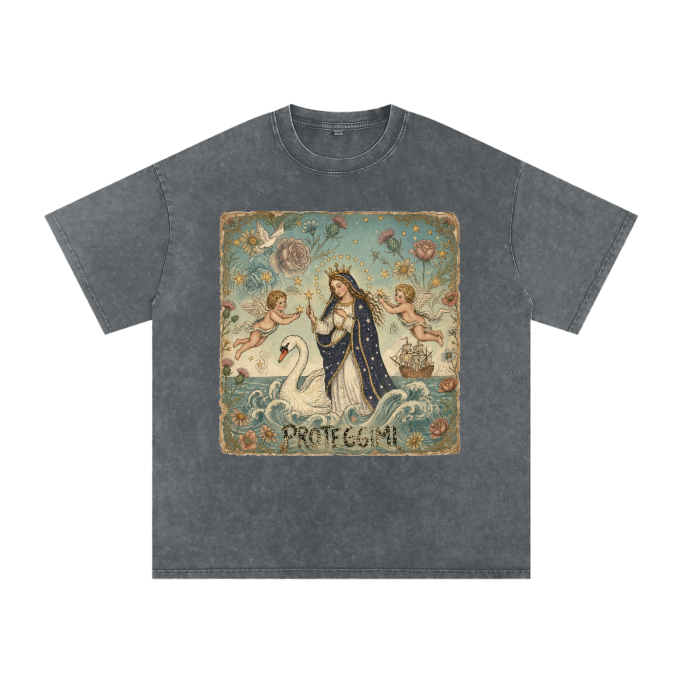 Snow Washed Oversized Cotton T-Shirt