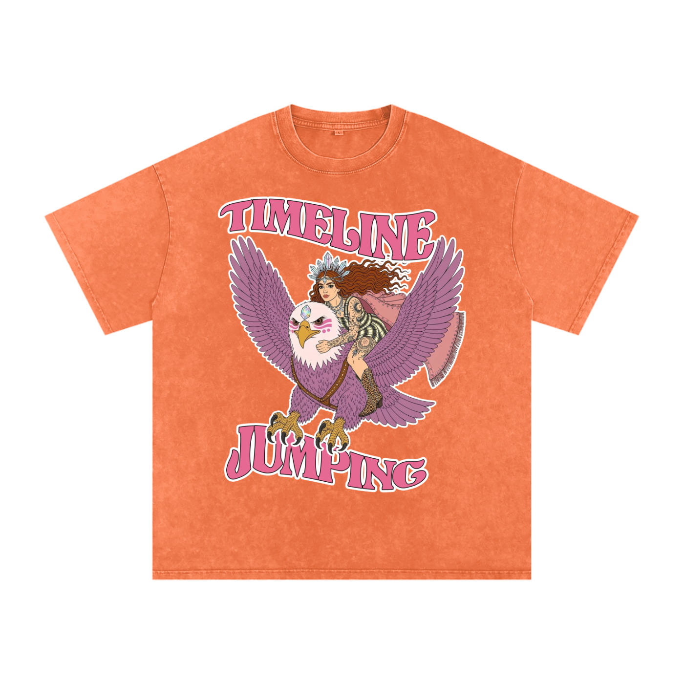 Timelne Jumping // Snow Washed Oversized Cotton T-Shirt