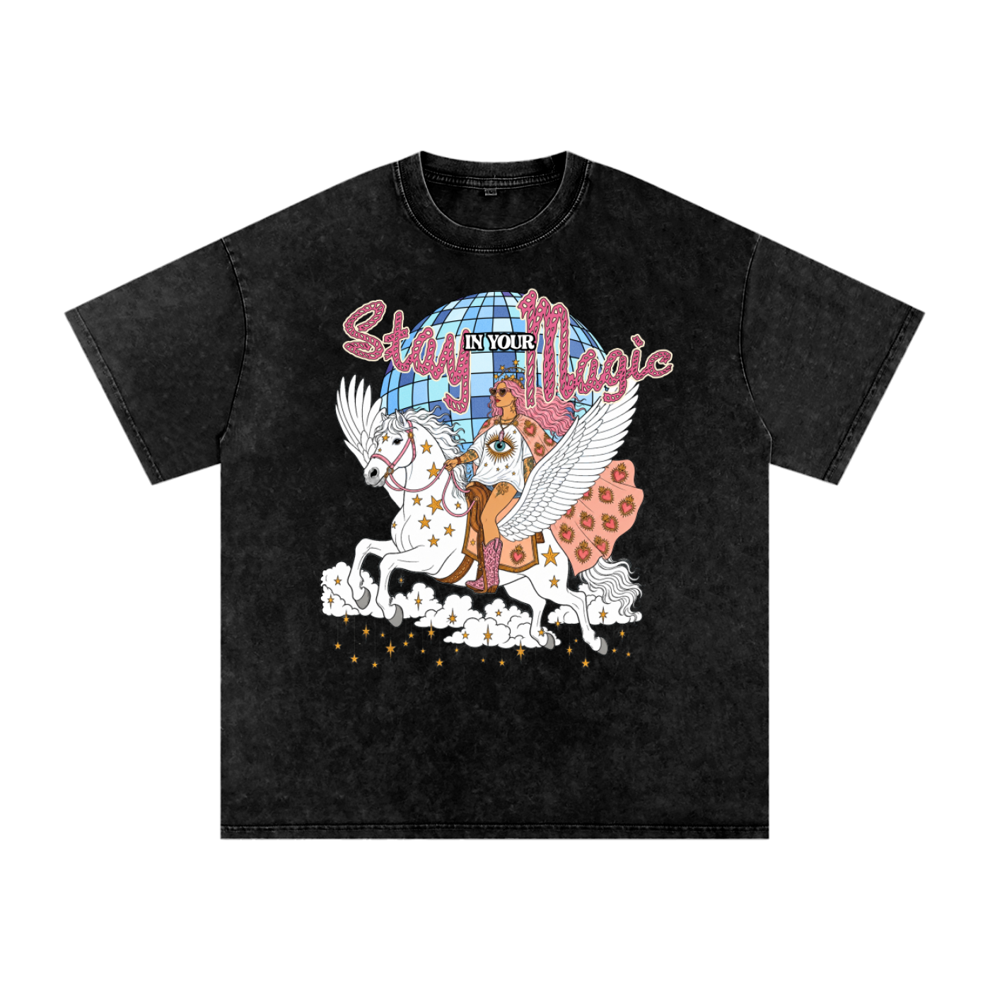 Stay in Your Magic // Snow Washed Oversized Cotton T-Shirt
