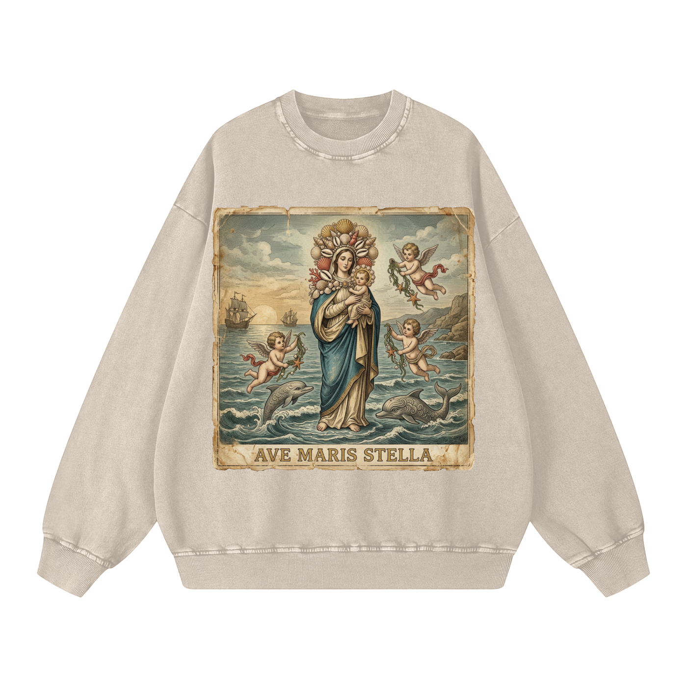 Ave Maris Stella // Snow Washed Oversized Sweatshirt
