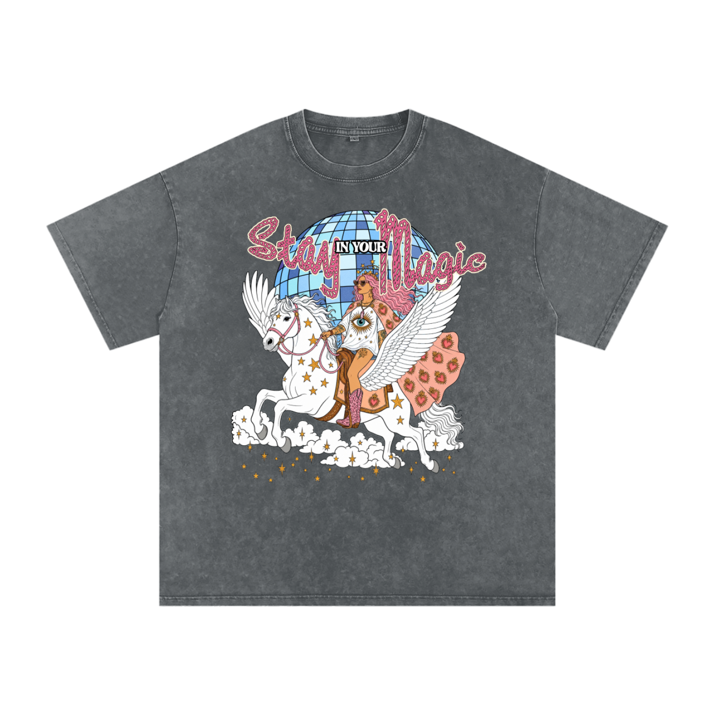 Stay in Your Magic // Snow Washed Oversized Cotton T-Shirt