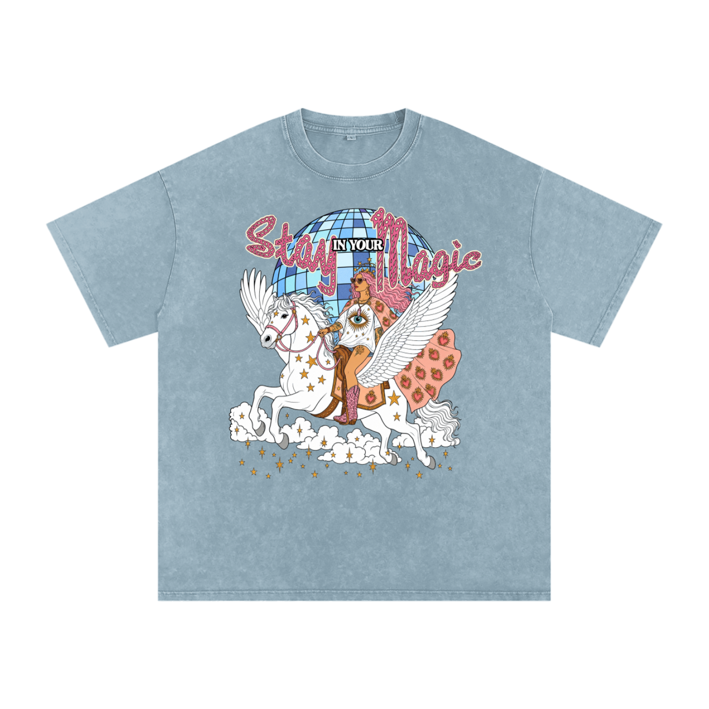Stay in Your Magic // Snow Washed Oversized Cotton T-Shirt