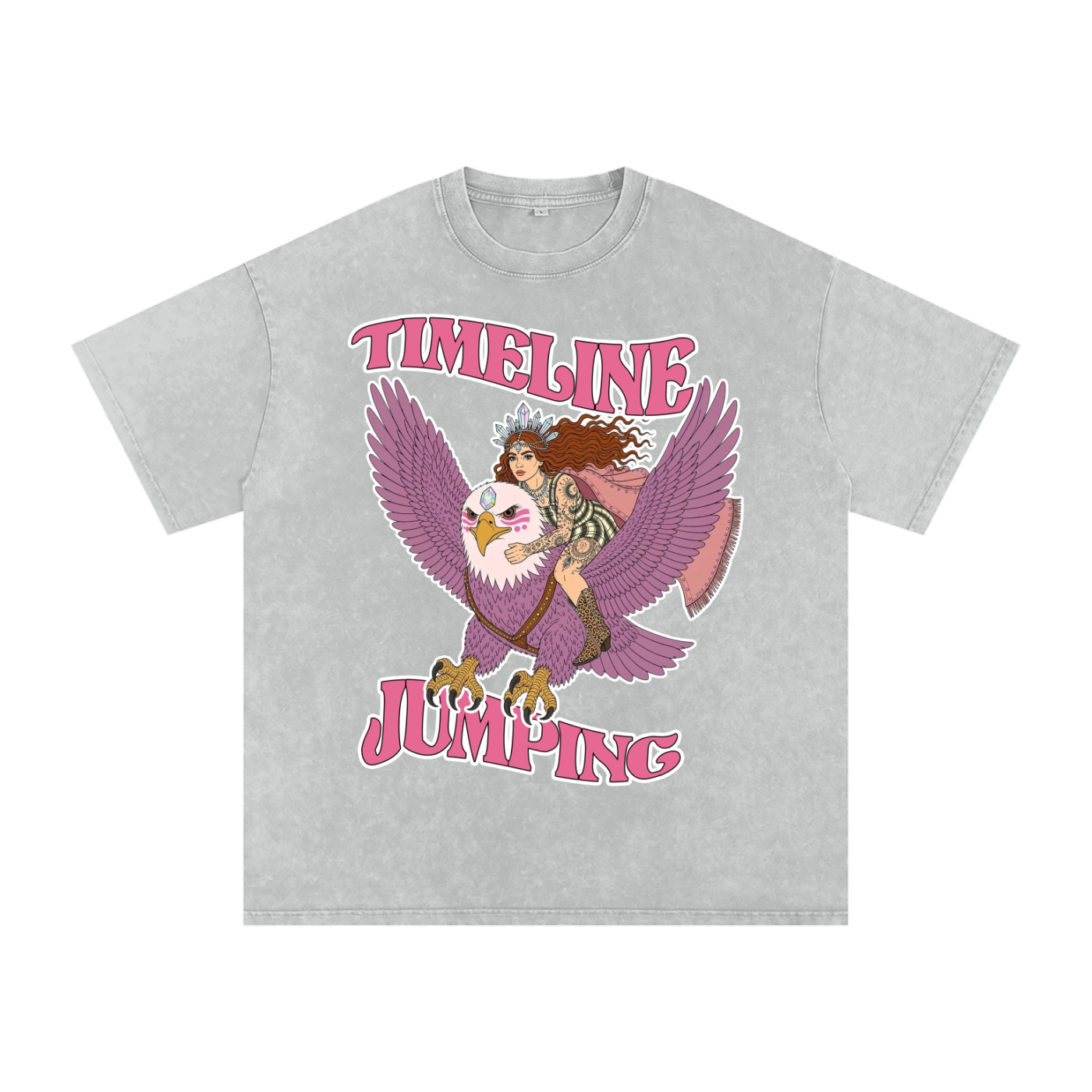 Timelne Jumping // Snow Washed Oversized Cotton T-Shirt