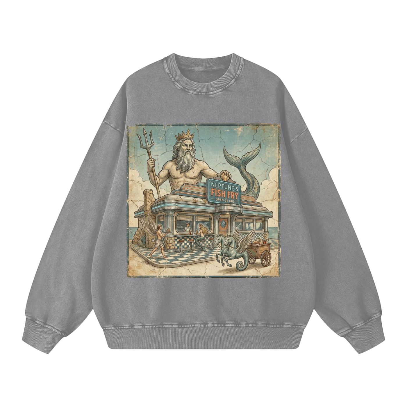 Neptune's Fish Fry // Snow Washed Oversized Sweatshirt