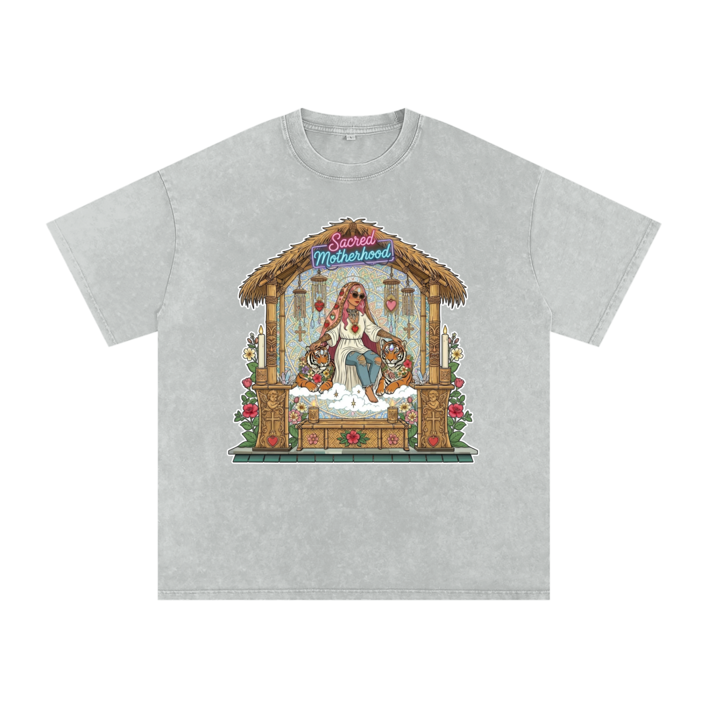 Sacred Motherhood // Snow Washed Oversized Cotton T-Shirt