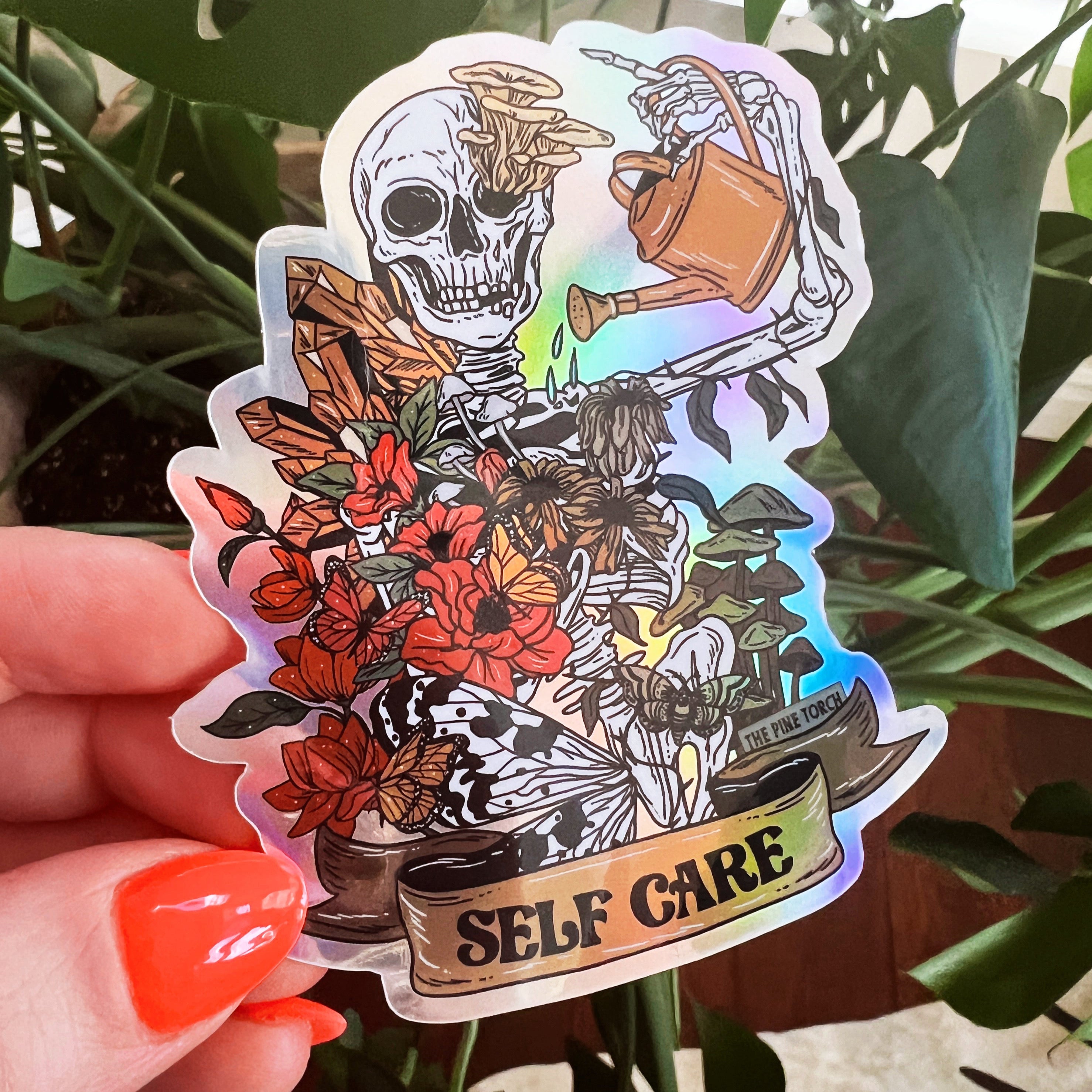 SELF CARE SKELETON « HOLOGRAPHIC STICKER »