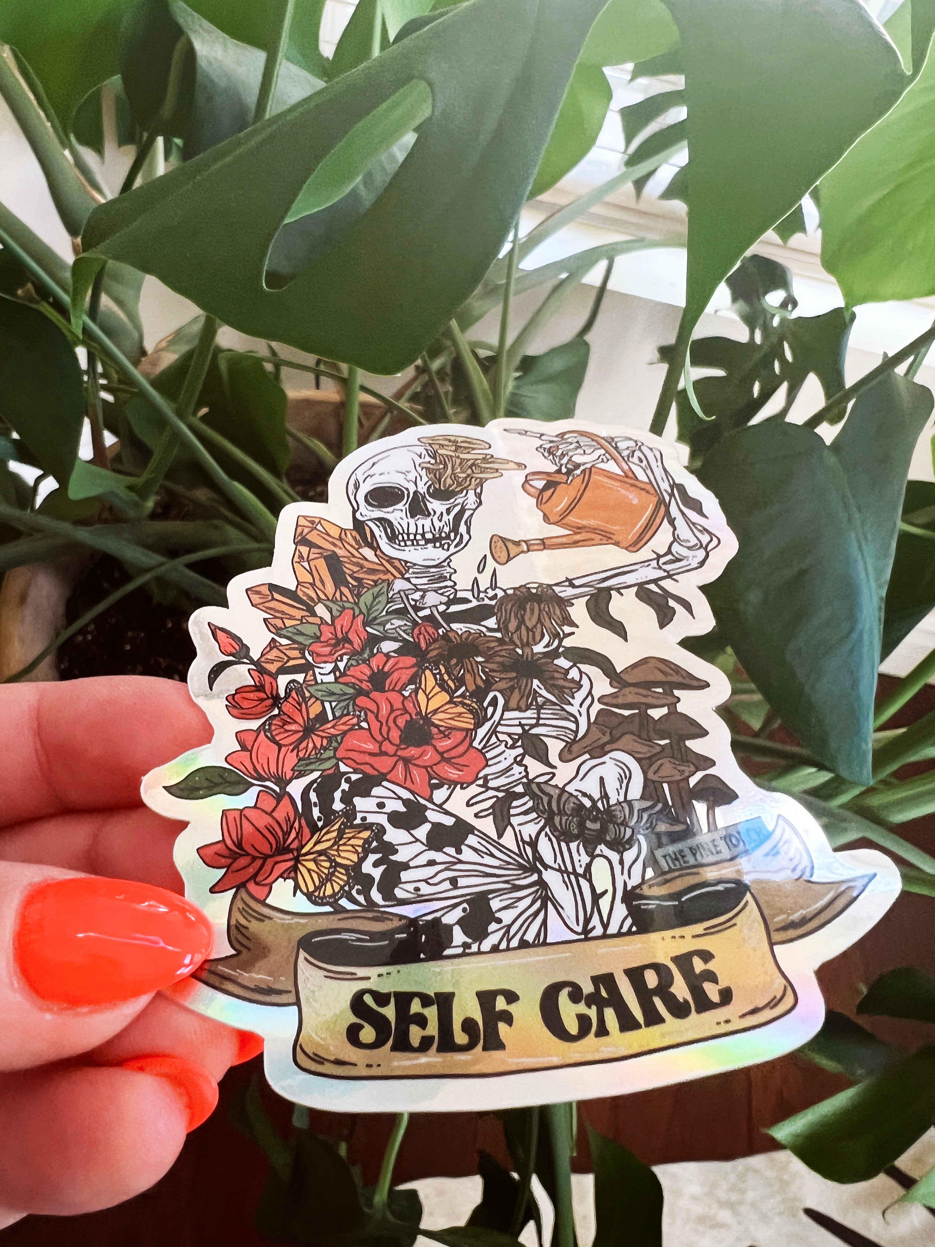 SELF CARE SKELETON « HOLOGRAPHIC STICKER »