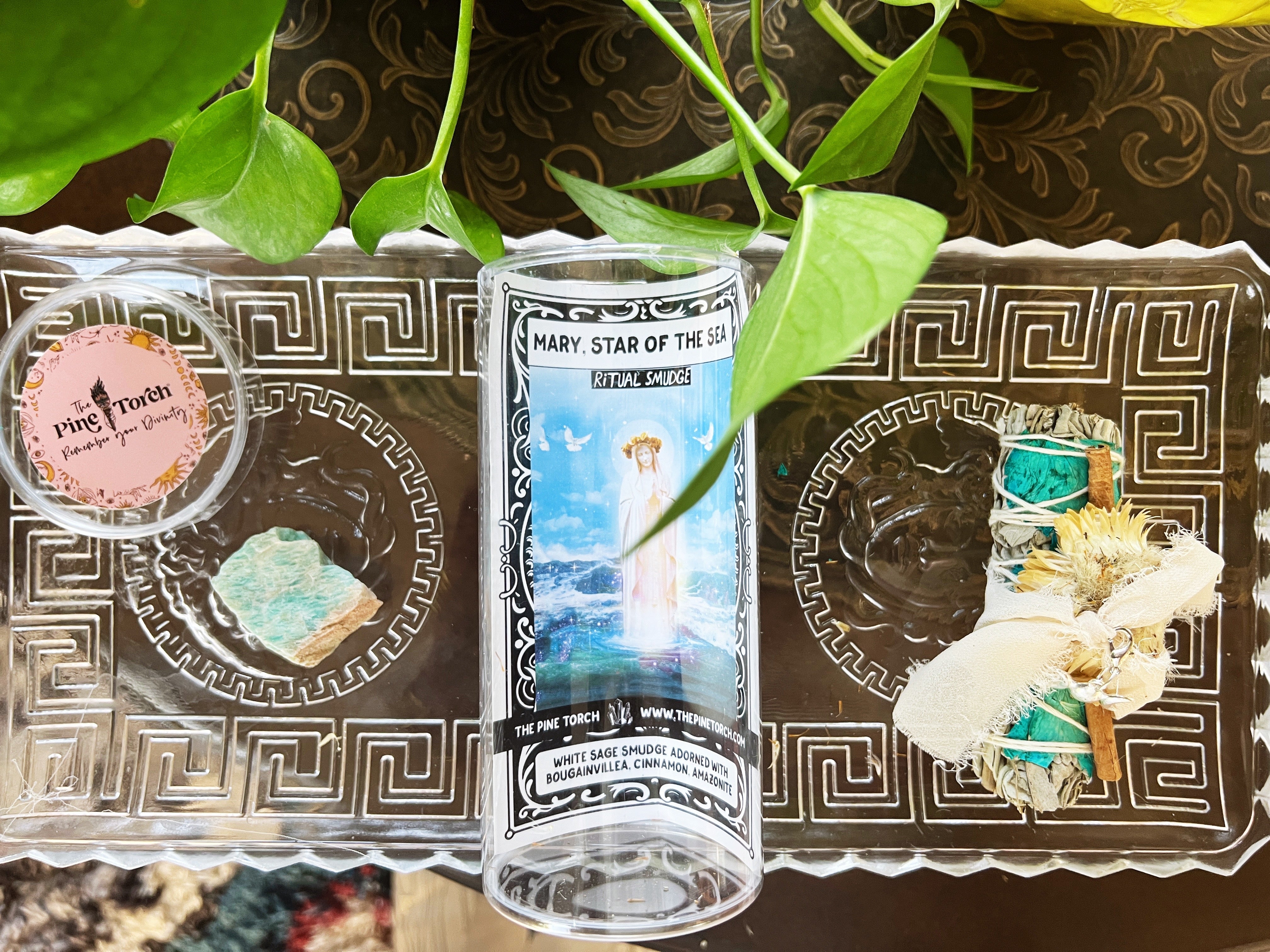 MARY, STAR OF THE SEA << WHITE SAGE WITH BOUGAINVILLEA, CINNAMON and AMAZONITE >> RITUAL KIT