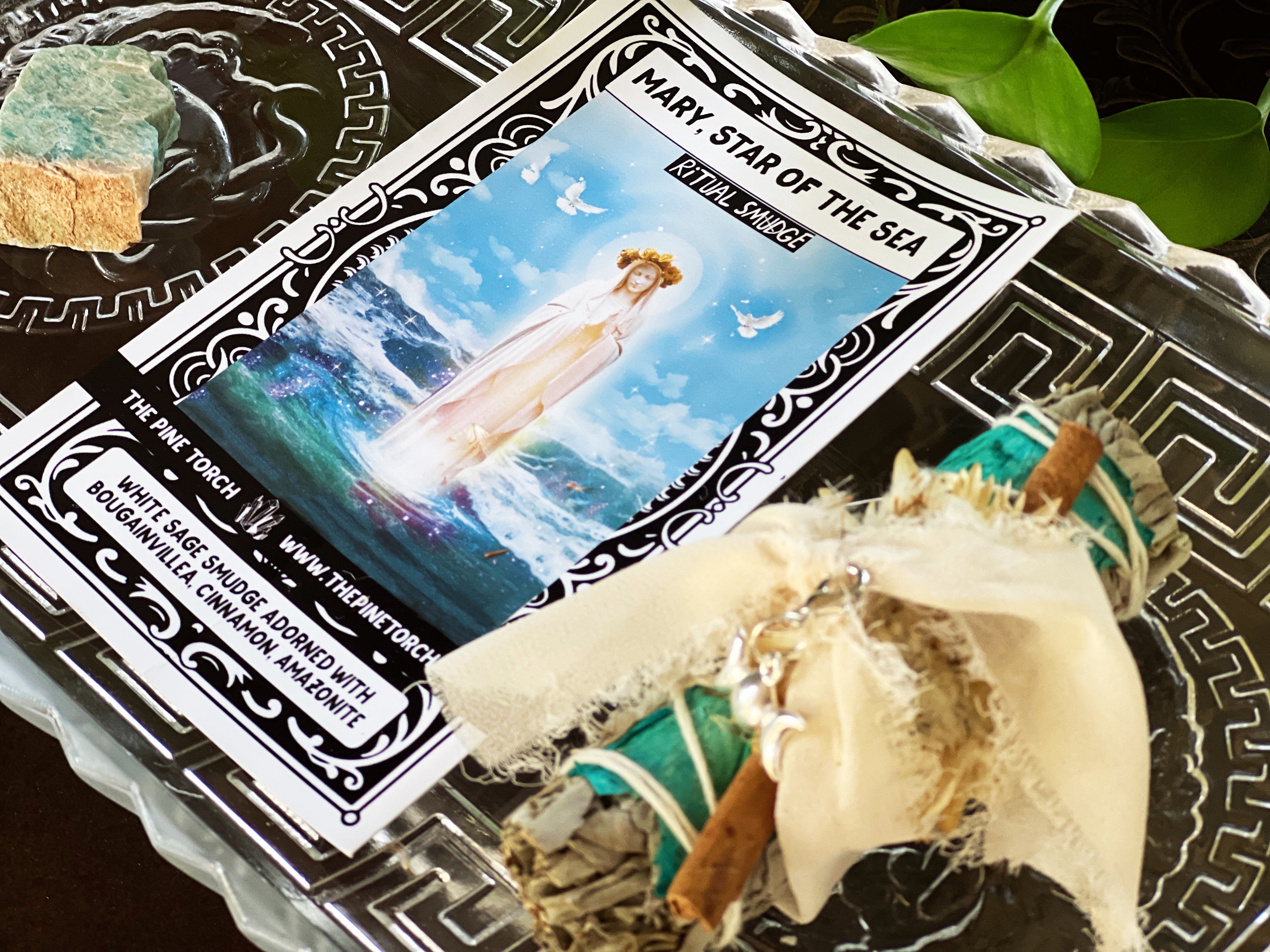 MARY, STAR OF THE SEA << WHITE SAGE WITH BOUGAINVILLEA, CINNAMON and AMAZONITE >> RITUAL KIT