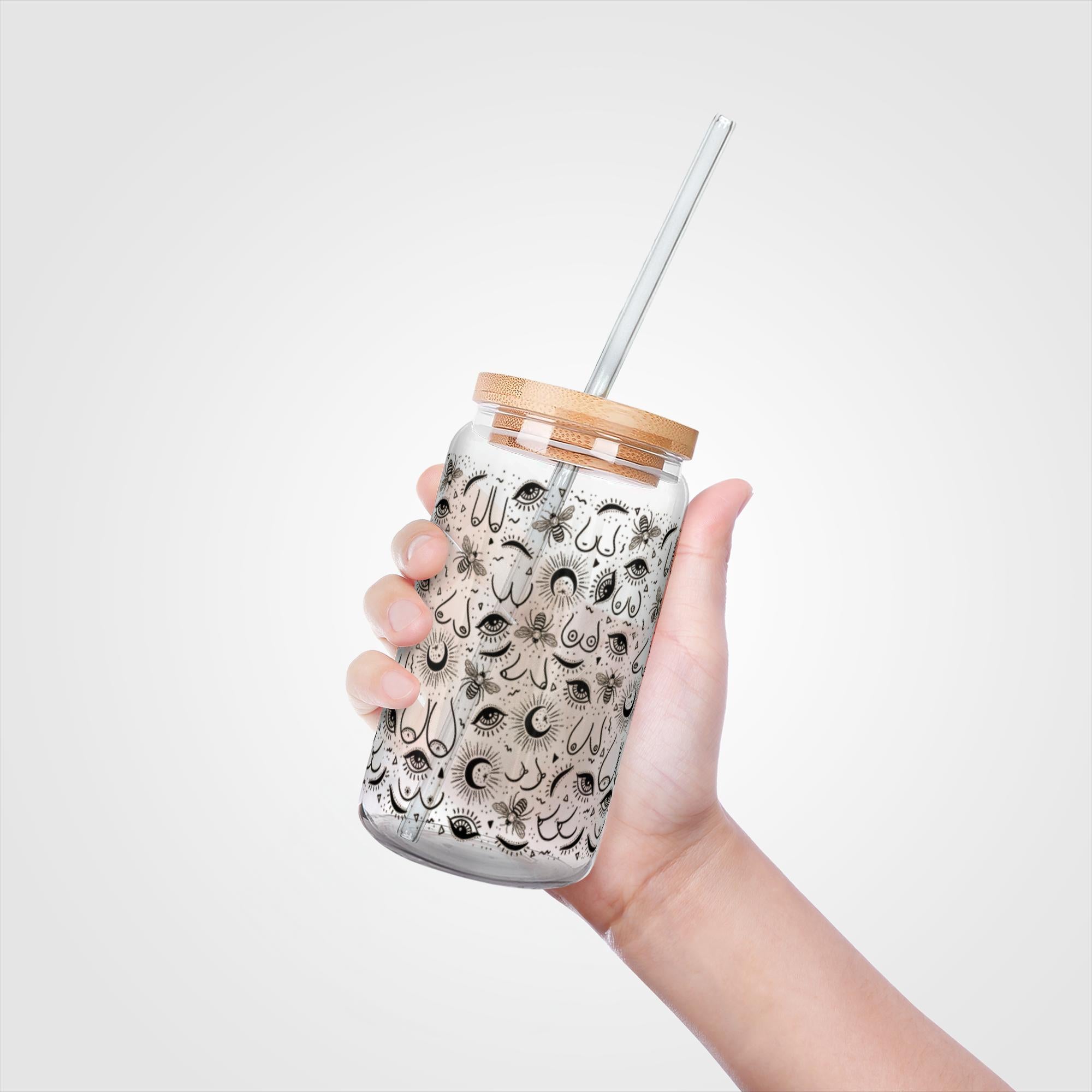 BOO BEES // GLASS TUMBLER WITH STRAW