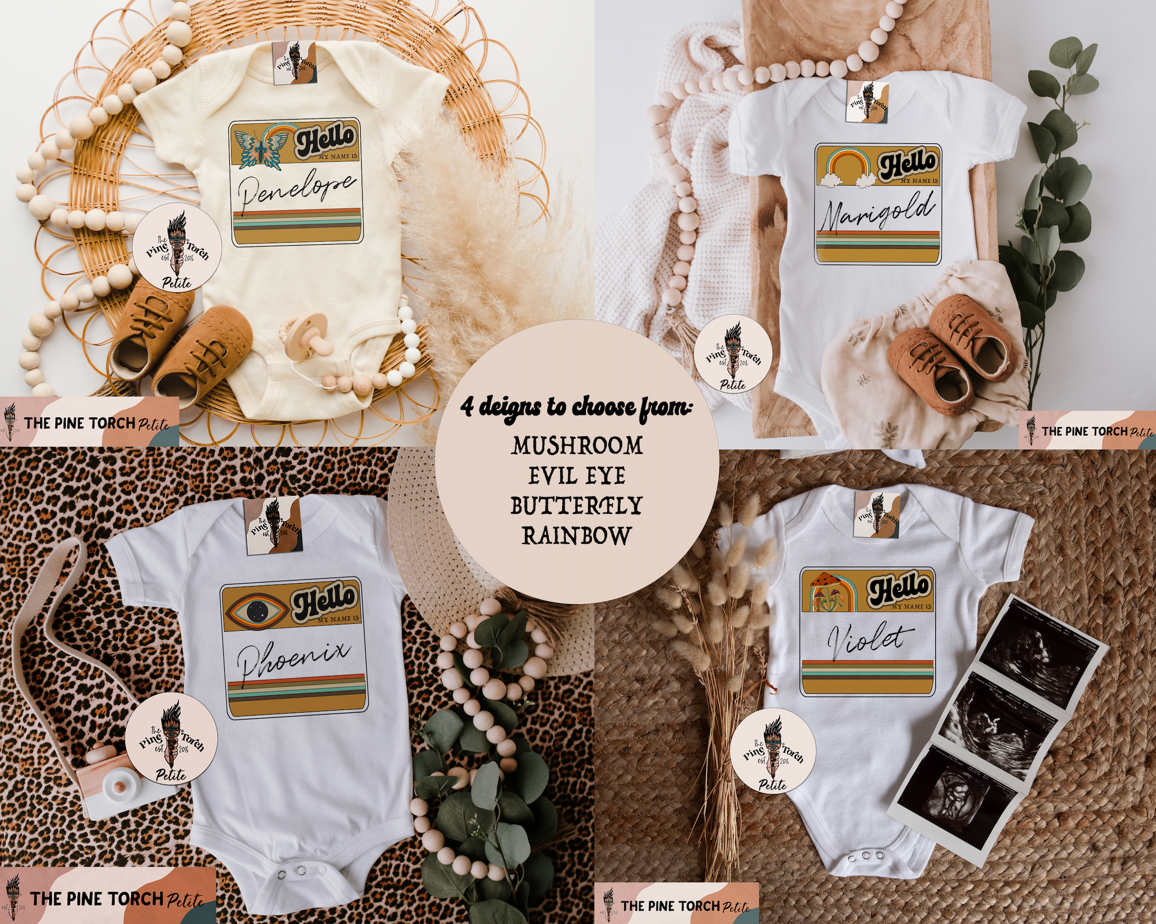 « PERSONALIZED RETRO NAMETAG (RAINBOW) » BODYSUIT