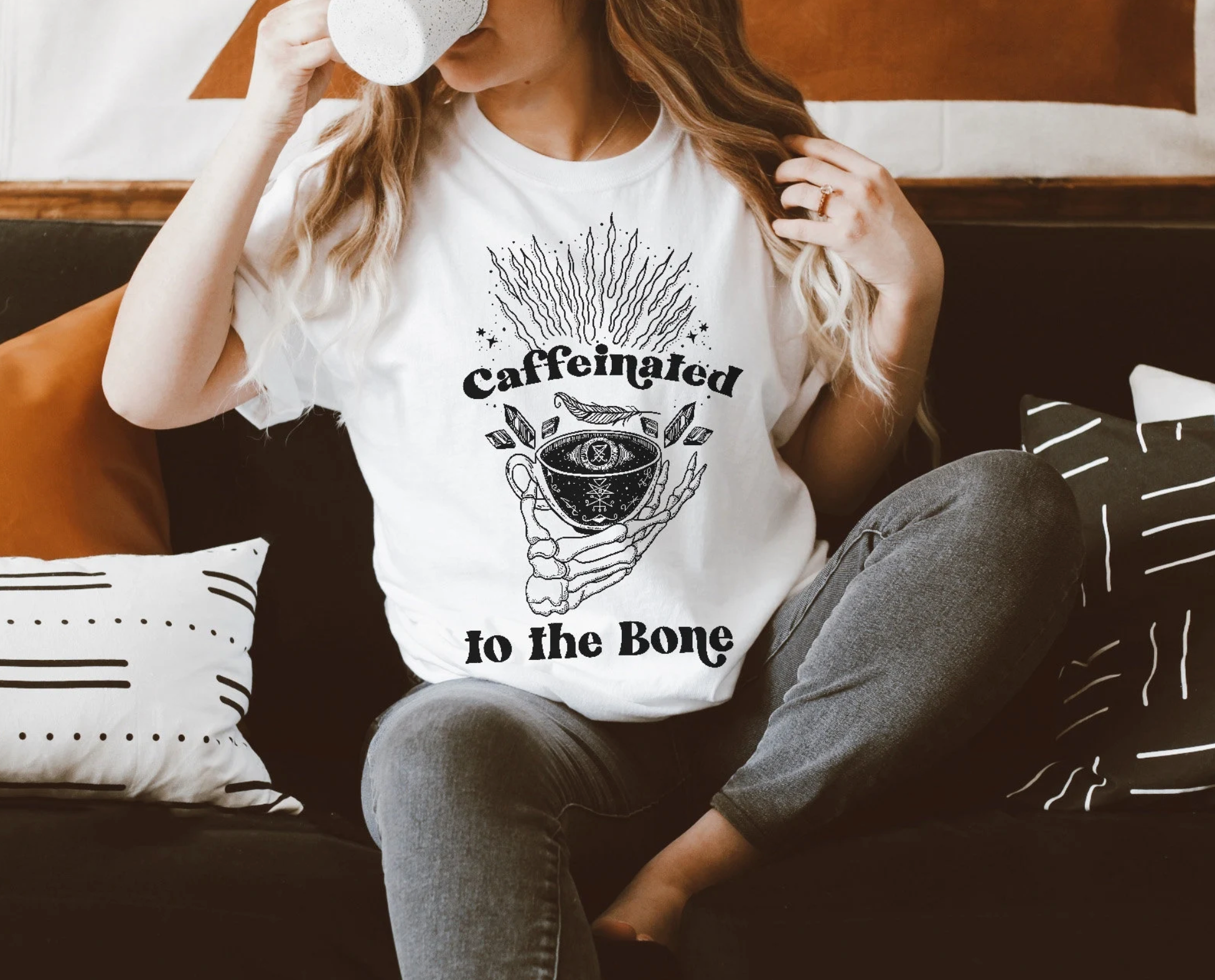 CAFFEINATED TO THE BONE // UNISEX TEE