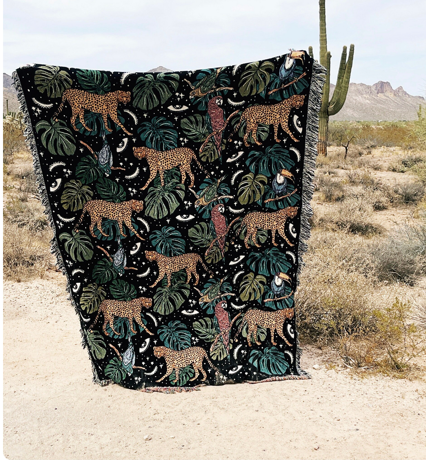 MONSTERA MAGIC // WOVEN FRINGE BLANKET